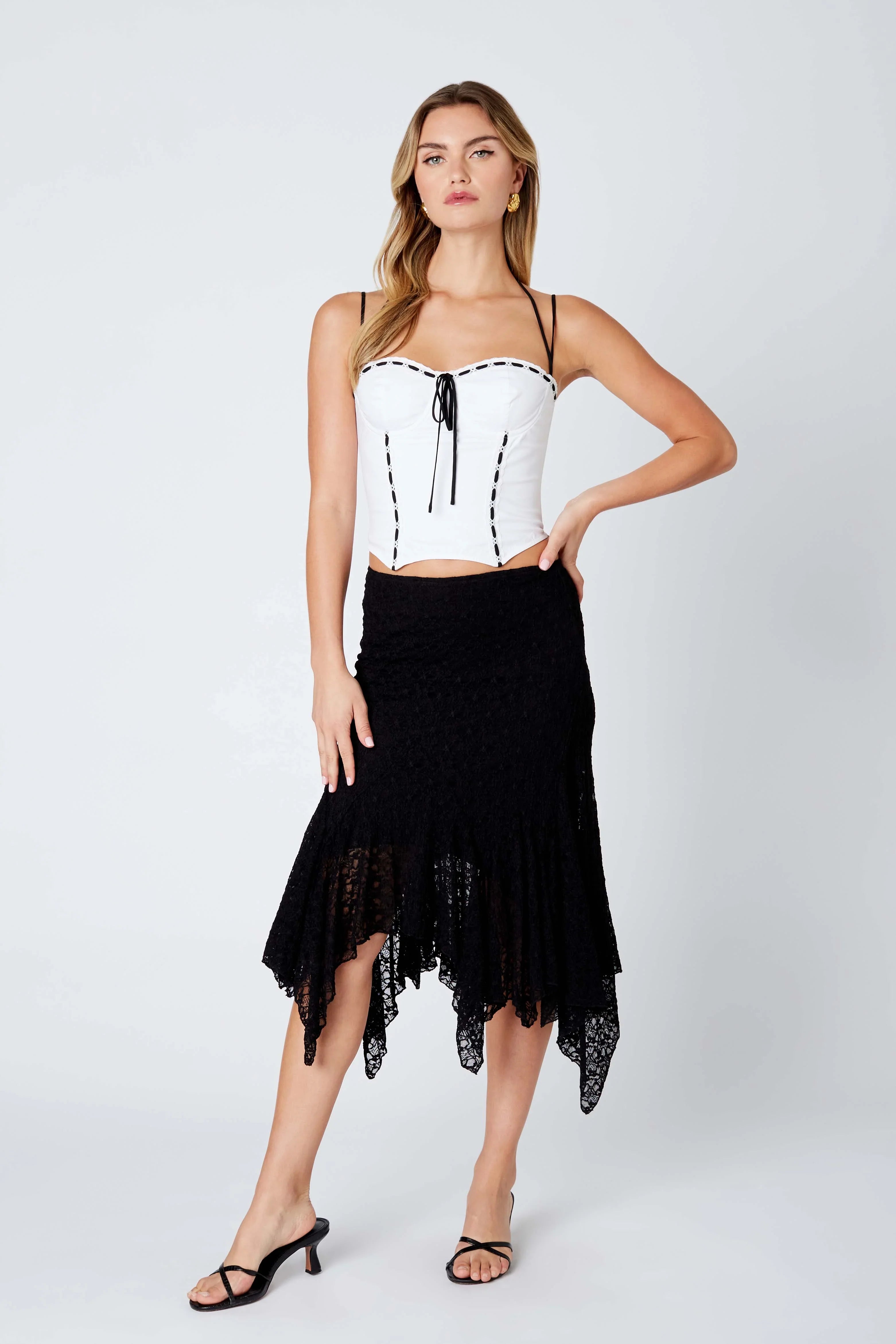 Lace Ruffle Midi Skirt