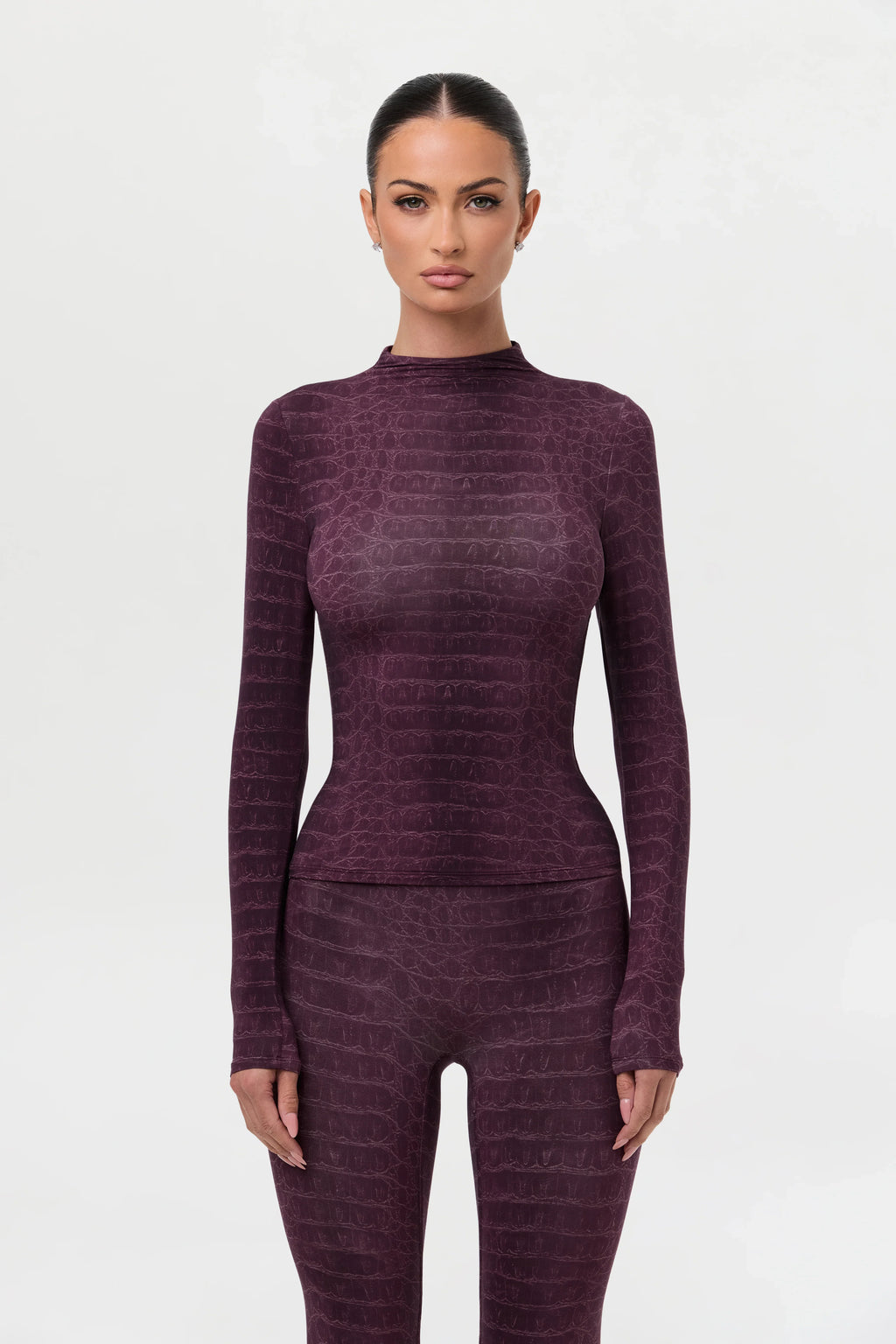 Naked Print Mock Neck Top