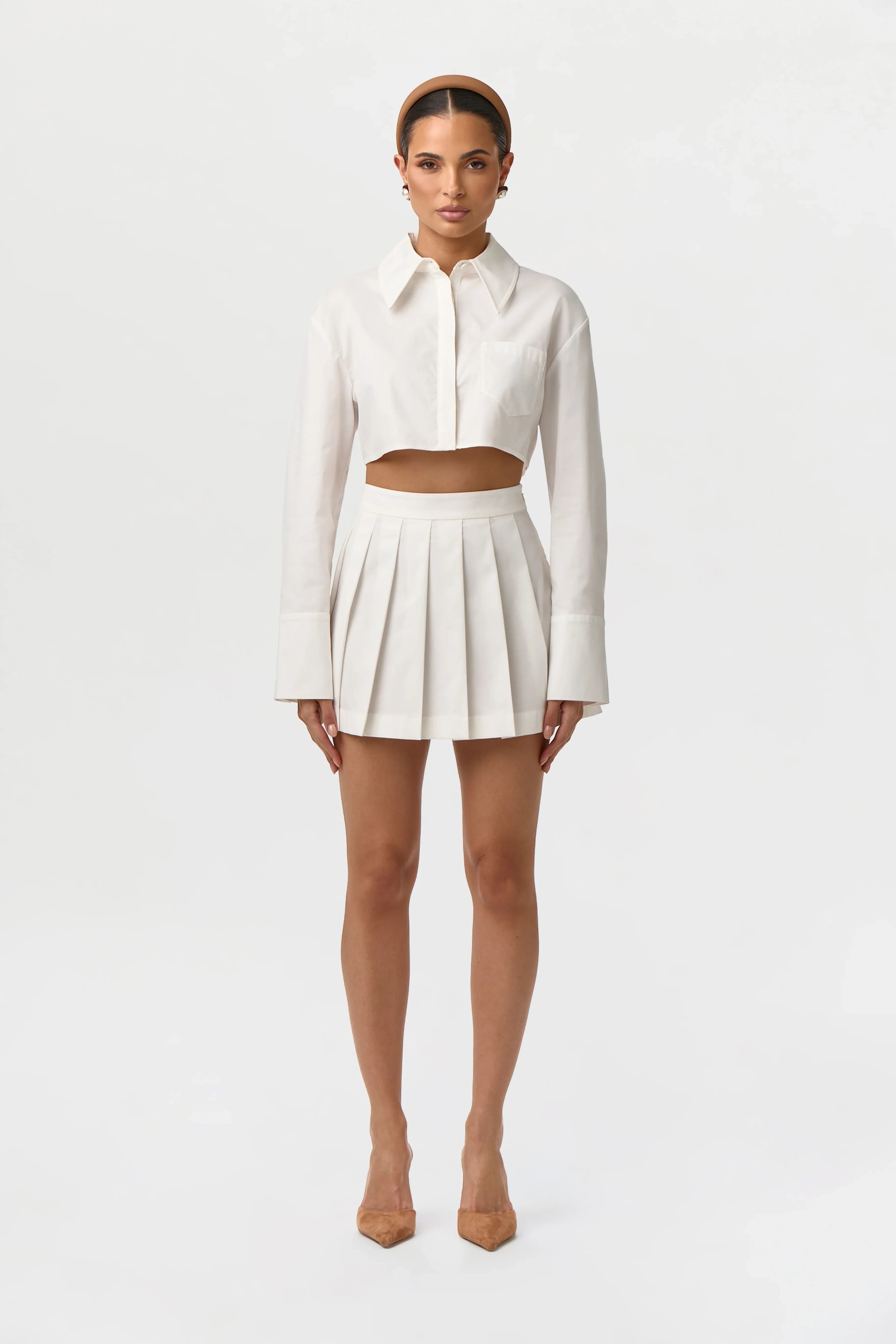 Shirting Button Up Crop Top