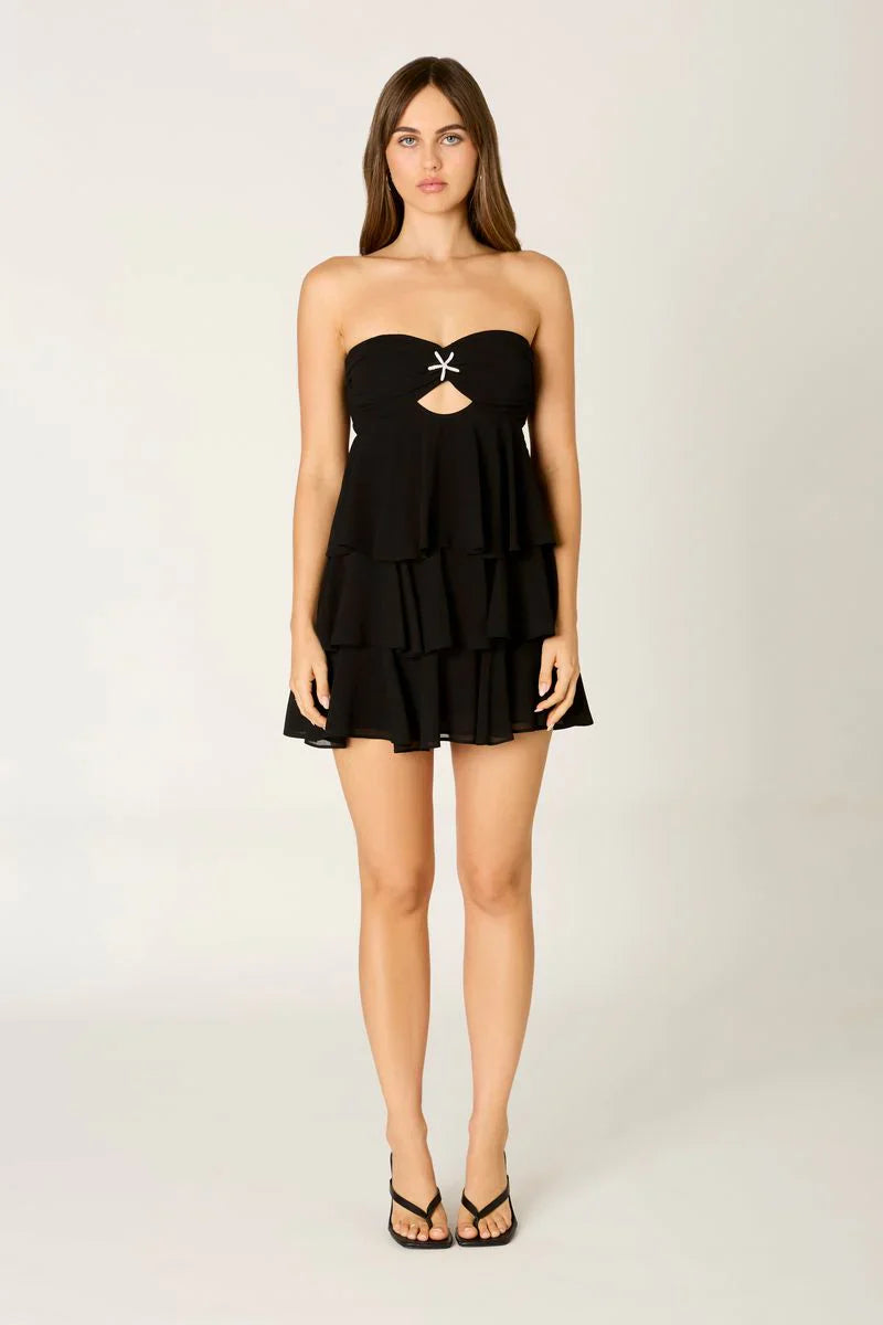 Chiffon Strapless Mini Dress
