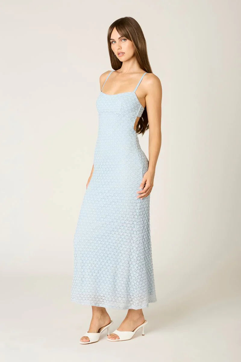 Textured Mesh Midi Dress