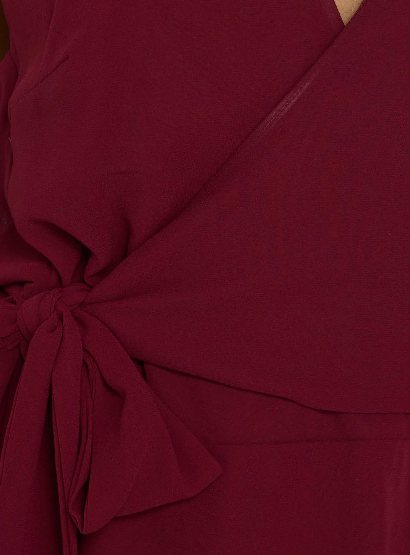 Dream Of Me Wrap Halter Mini Dress Burgundy