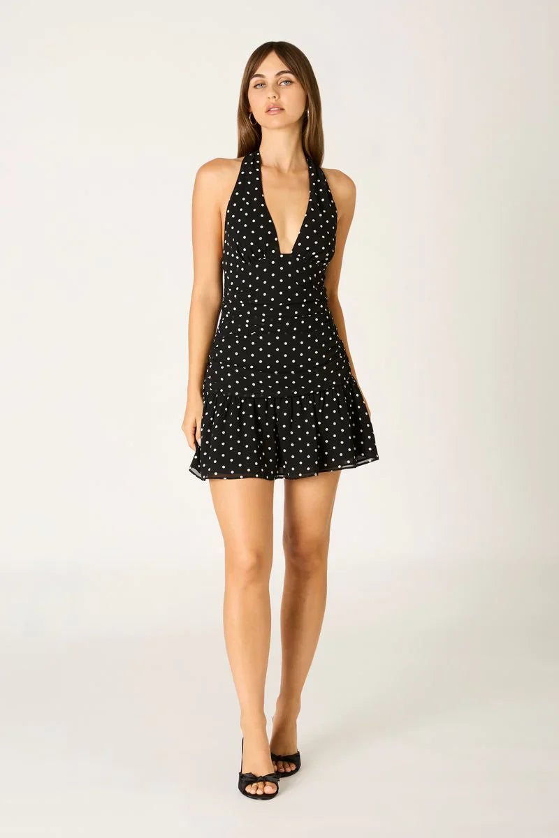 Polka Dot Halter Mini Dress