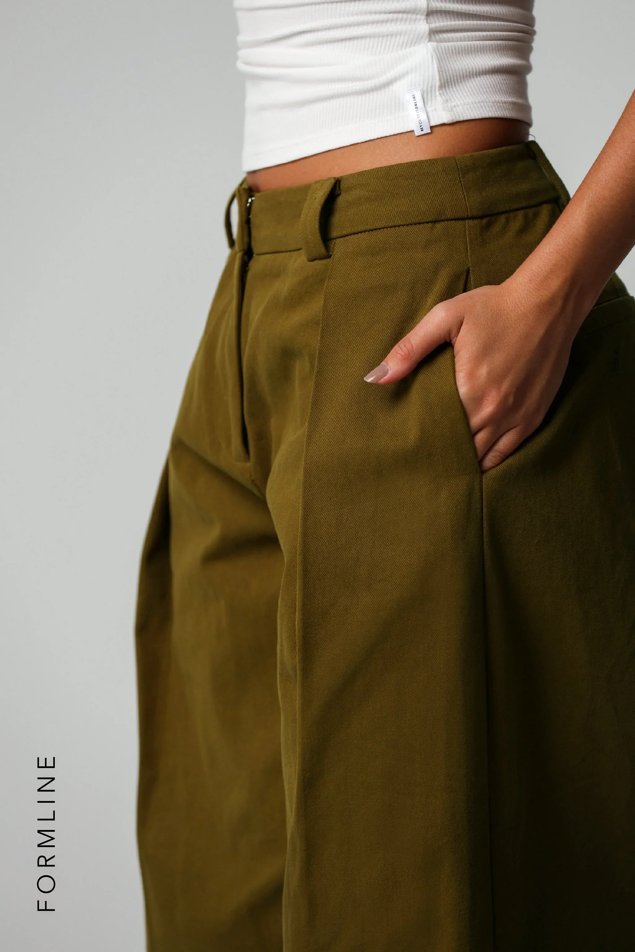 The Meridian Wide-Leg Trousers - Olive Oil