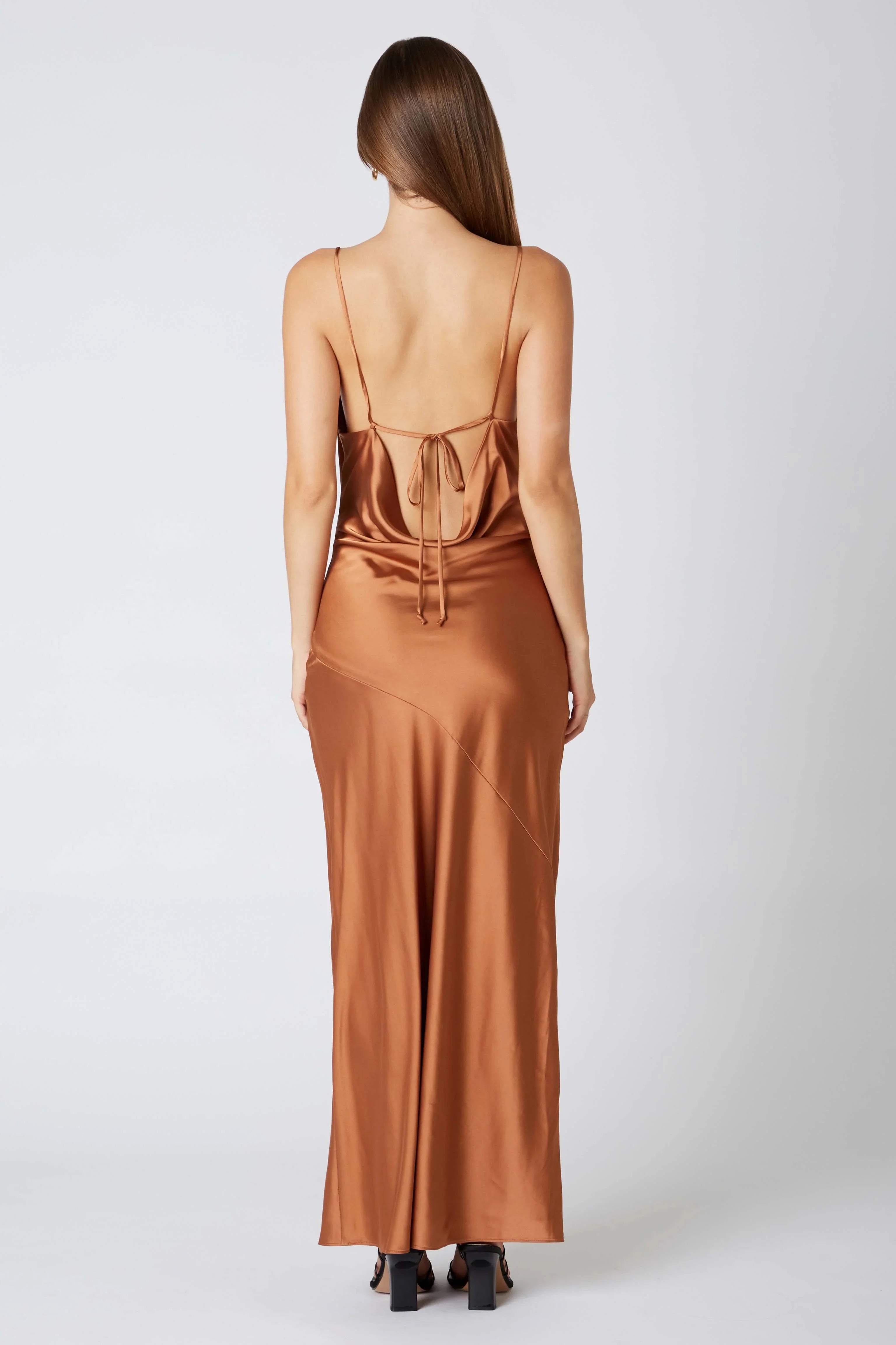 Cowlback Satin Maxi Dress