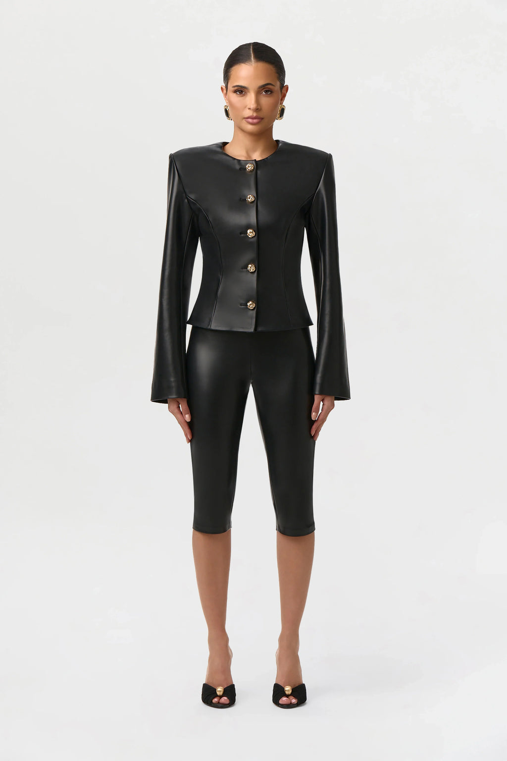 Vegan Leather Capri Leggings