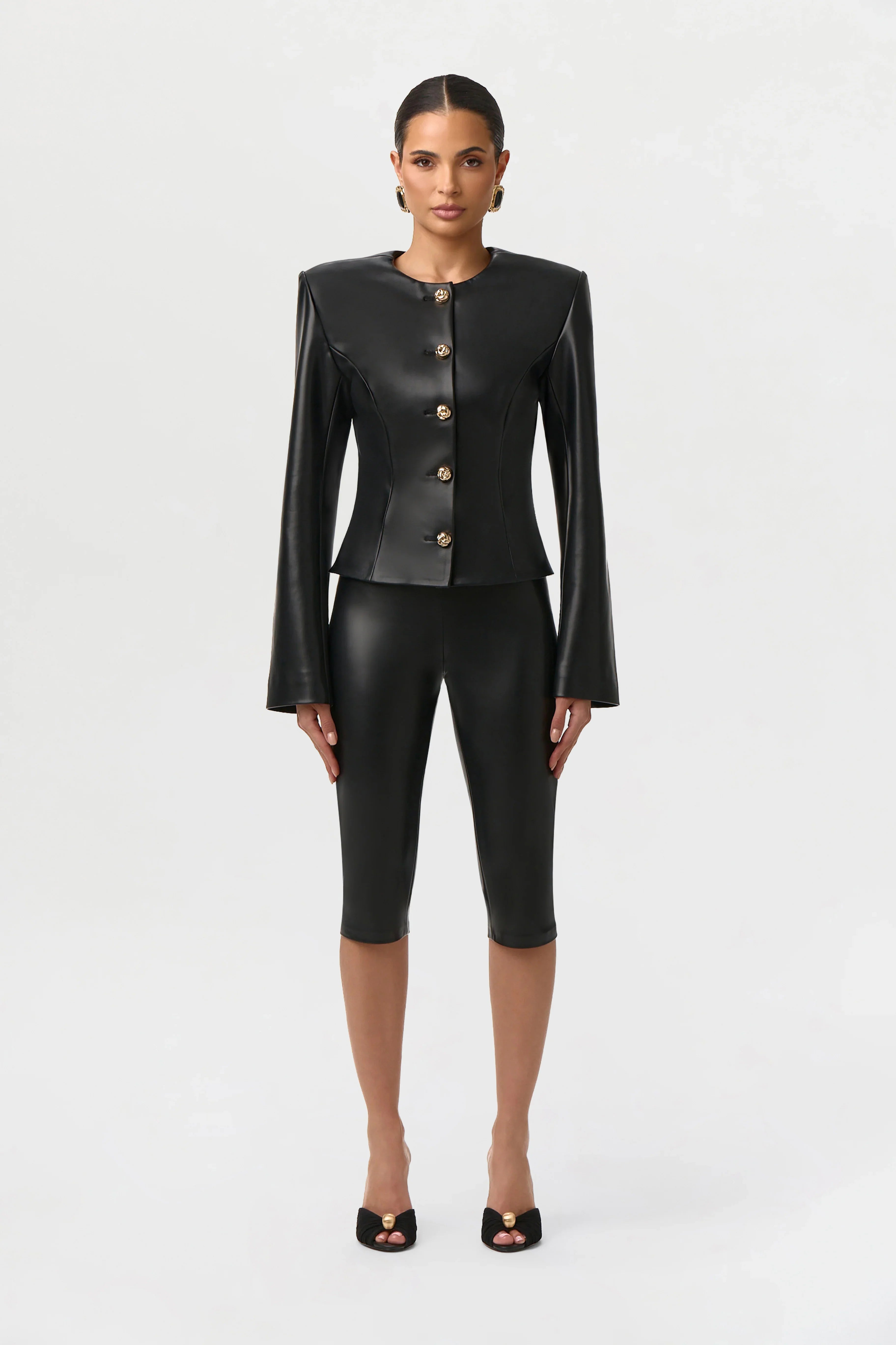 Vegan Leather Capri Leggings
