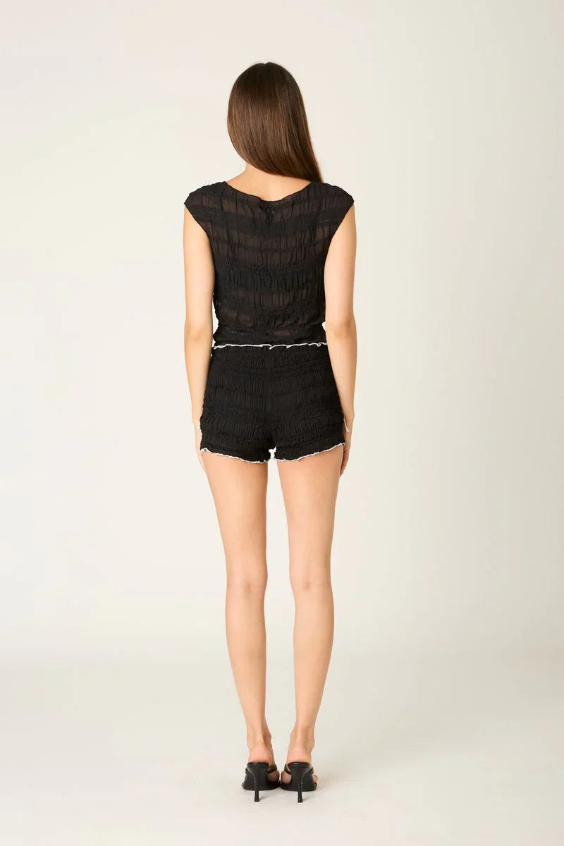 Ruffle Tie Smocked Shorts