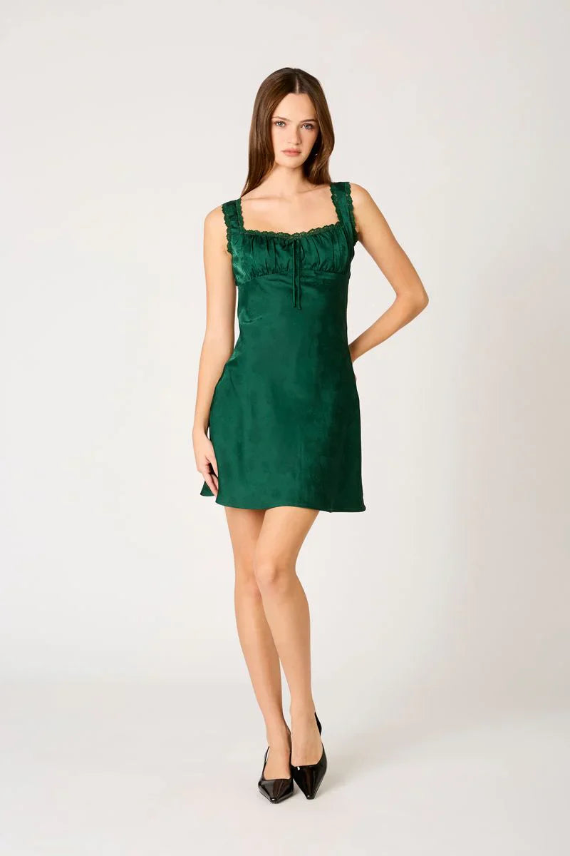 Satin Milkmaid Mini Dress