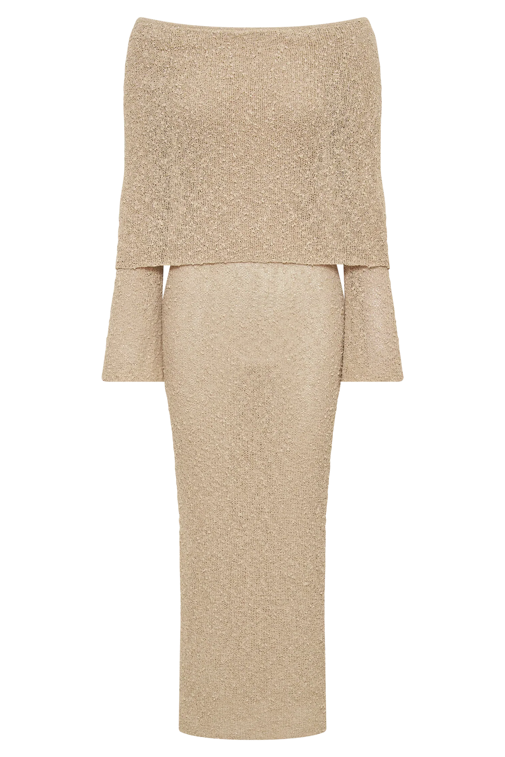 Marisol Off Shoulder Boucle Maxi Dress - Wheat