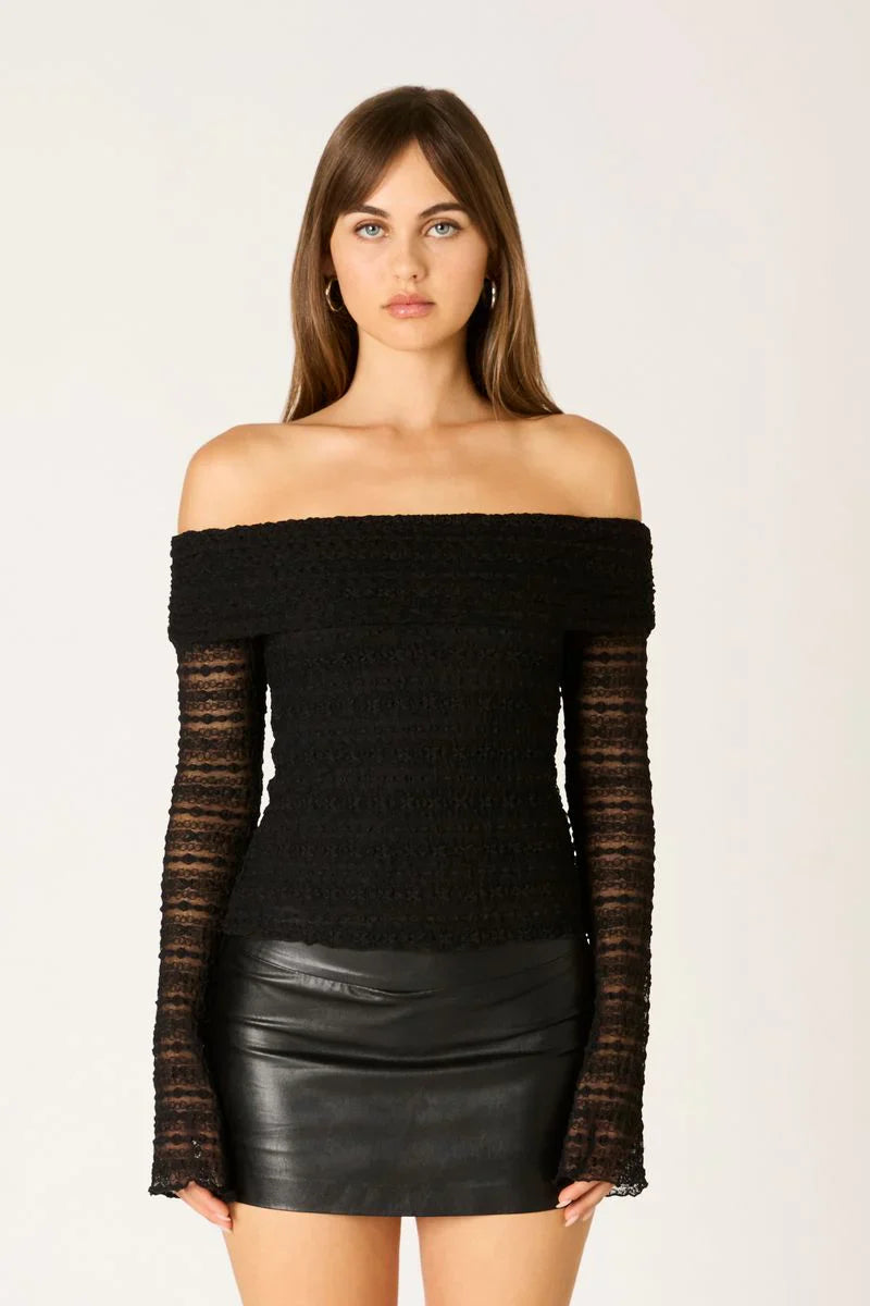 Stretch Lace Off-Shoulder Top