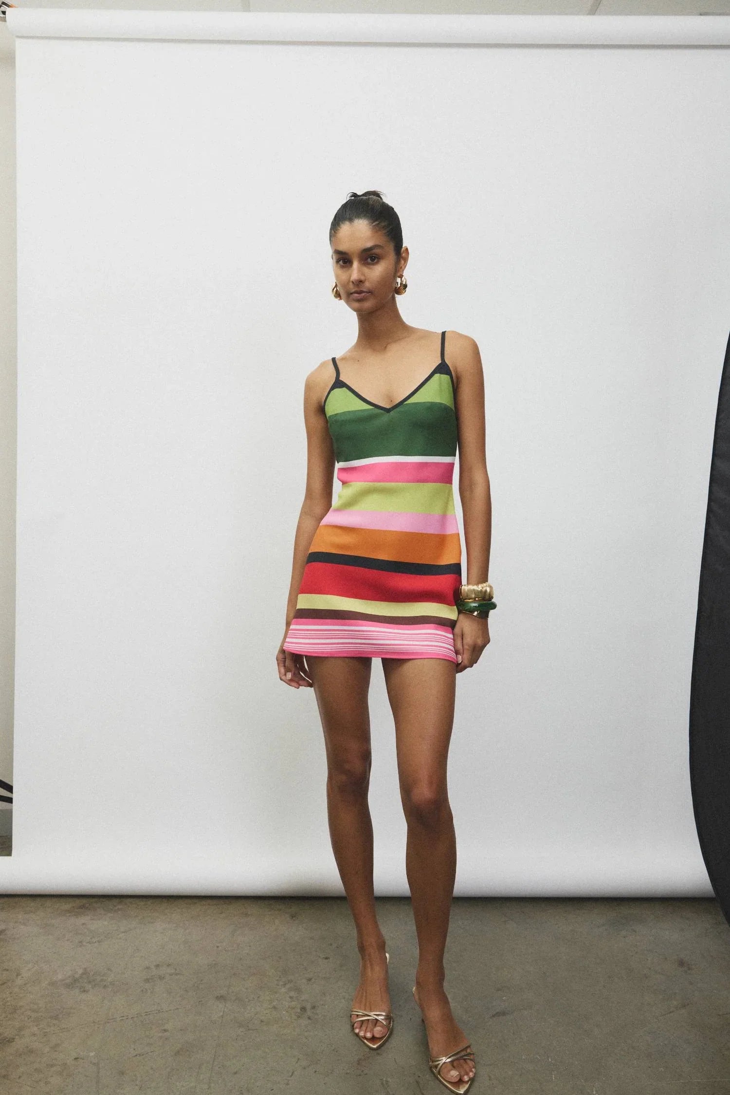 Bias Mini Dress | Emerald Stripe