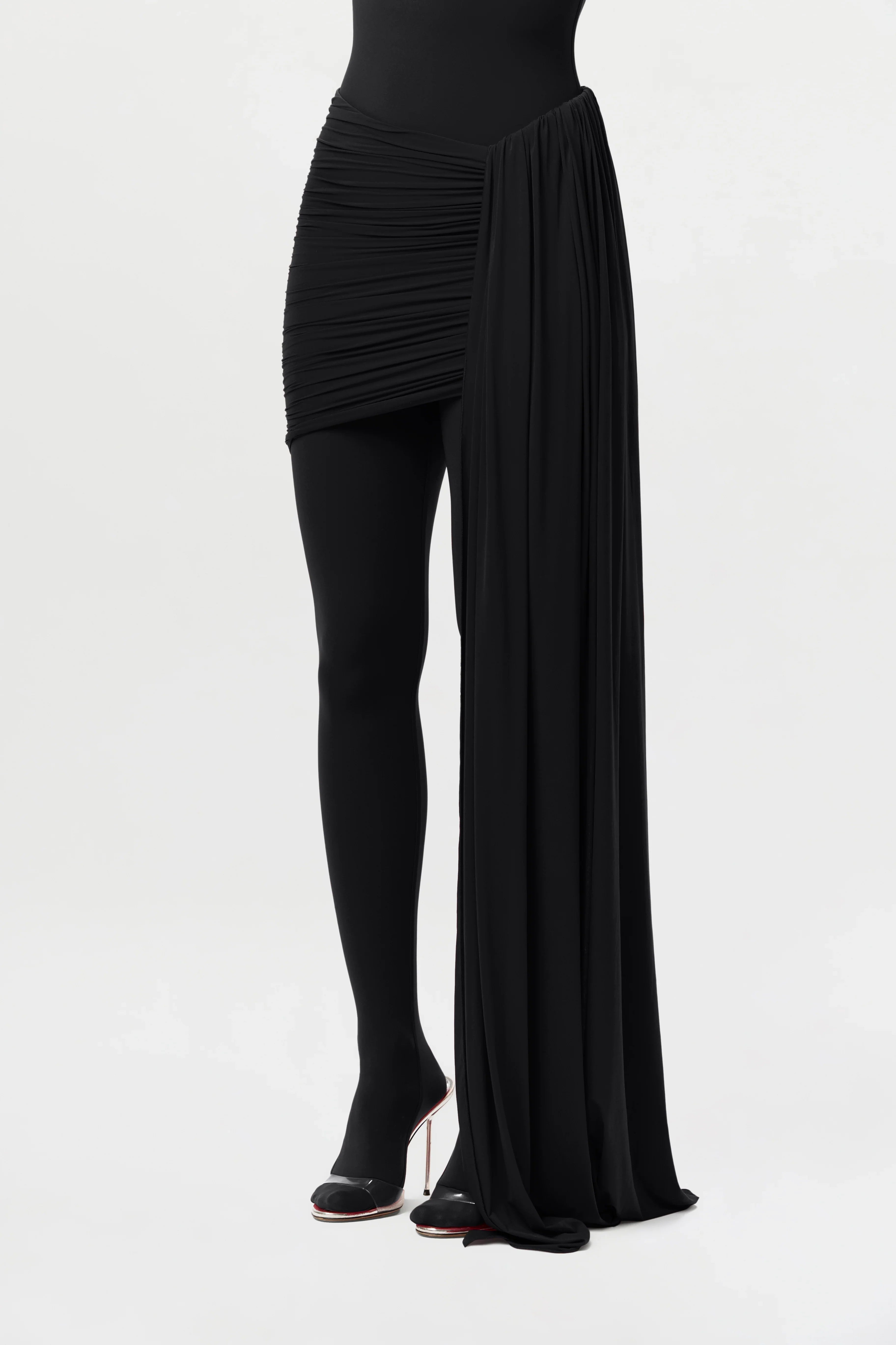 Naked Ruched Drape Mini Skirt