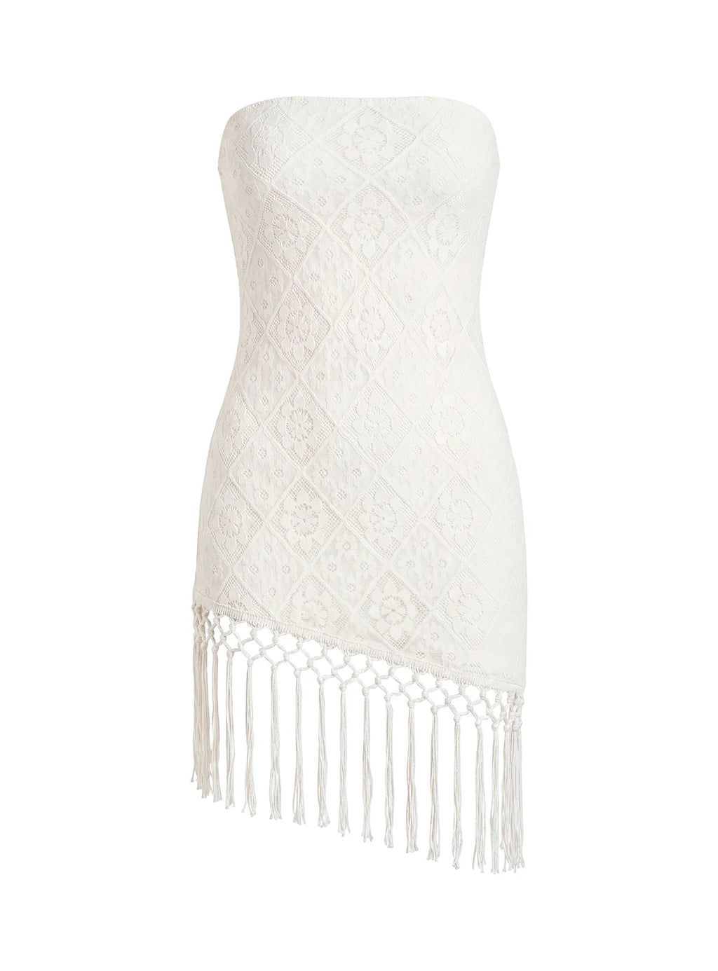 Porcelana Strapless Tassel Mini Dress Cream