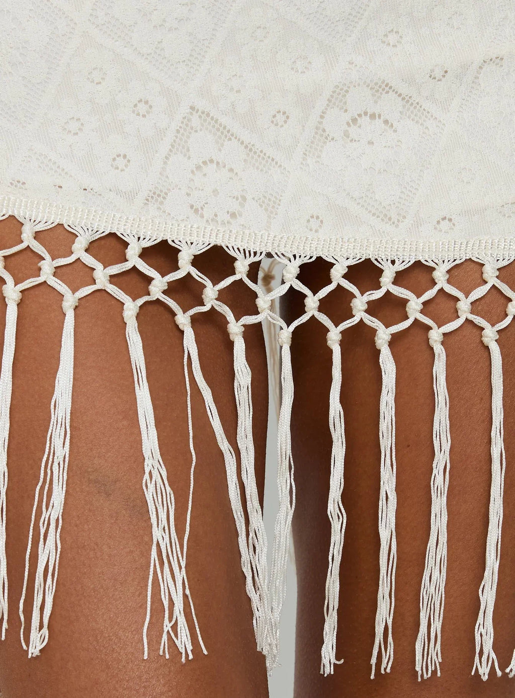 Porcelana Strapless Tassel Mini Dress Cream