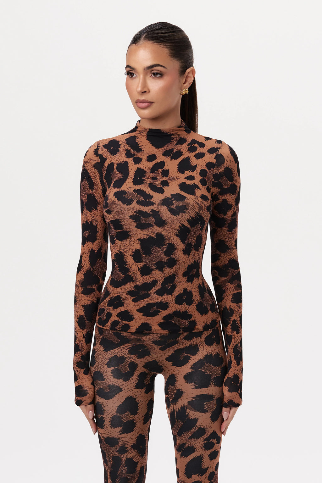 Naked Print Mock Neck Top