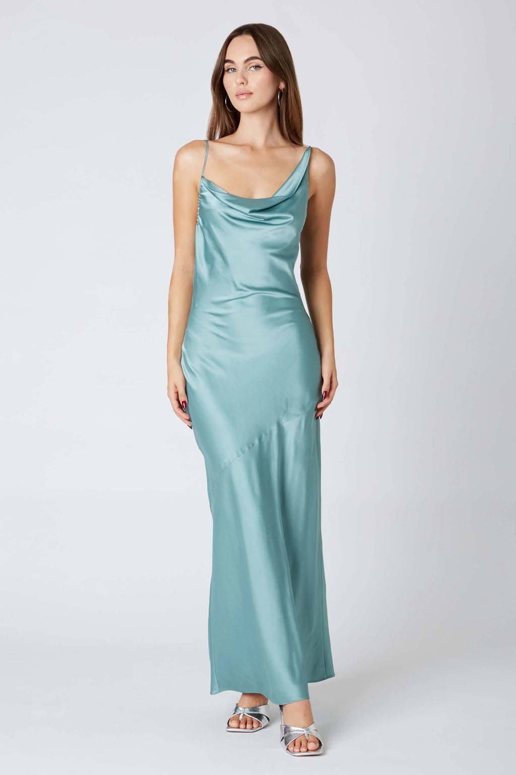Cowlback Satin Maxi Dress
