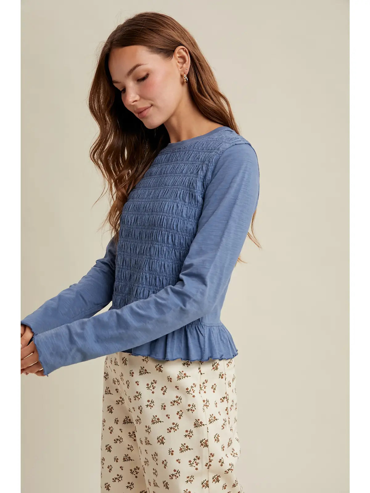 SMOCKED JERSEY TOP