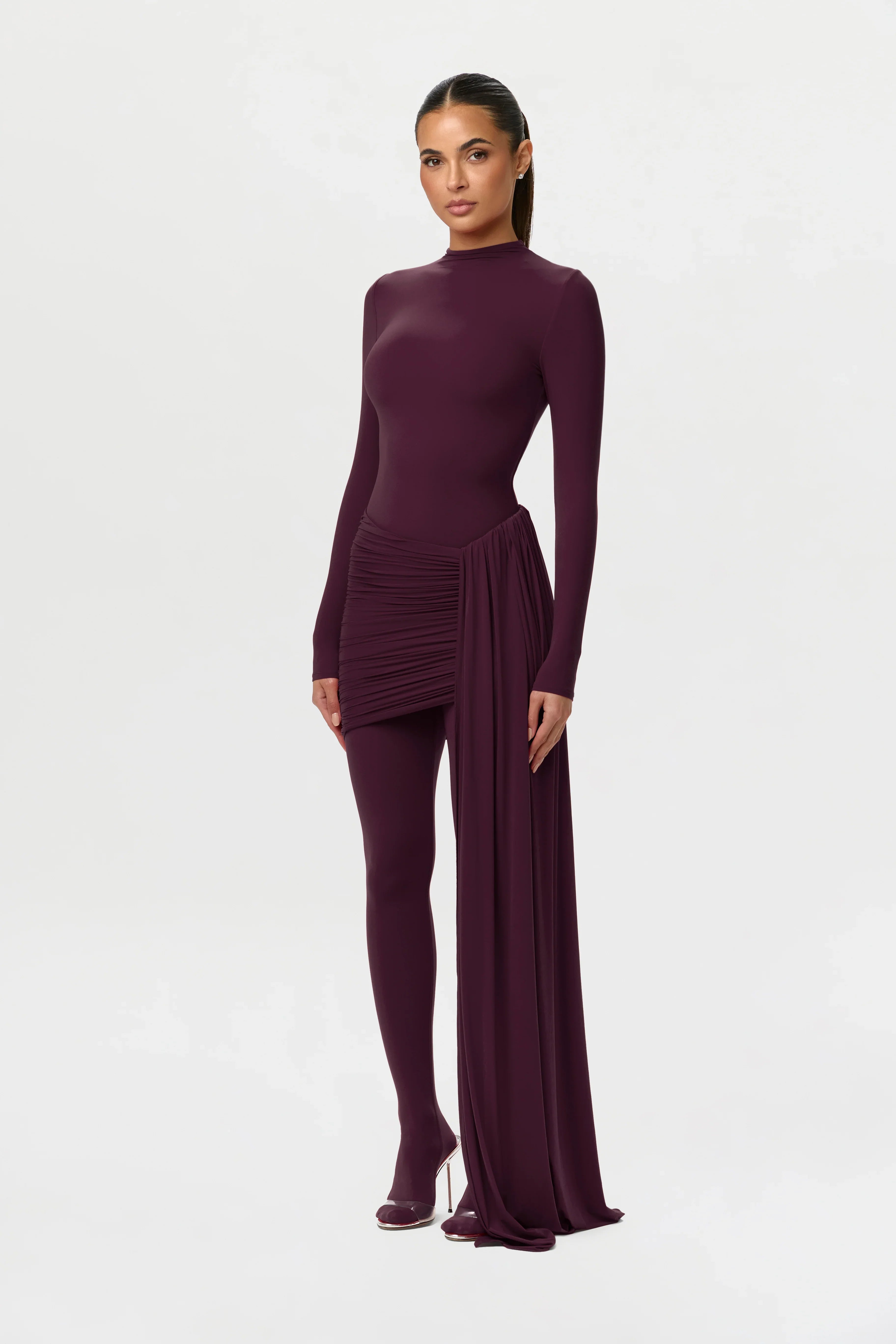 Naked Ruched Drape Mini Skirt