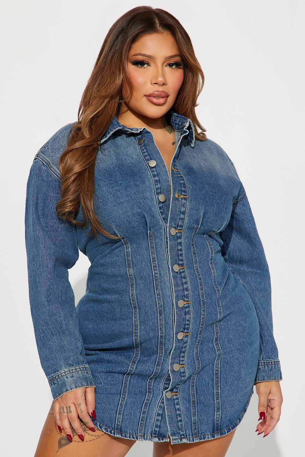 Alessandra Denim Mini Dress - Medium Wash