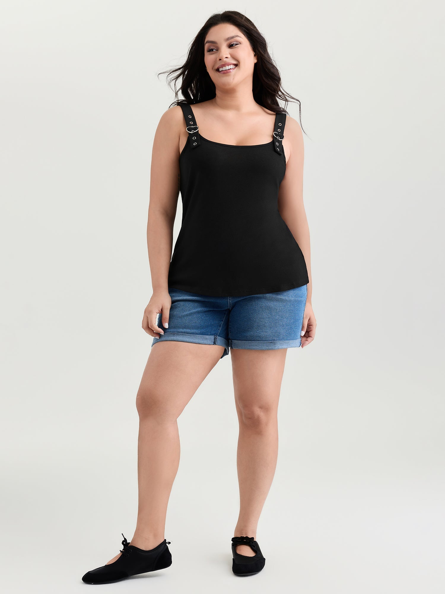 Supersoft Adjustable Shoulder Strap Plain Tank Top