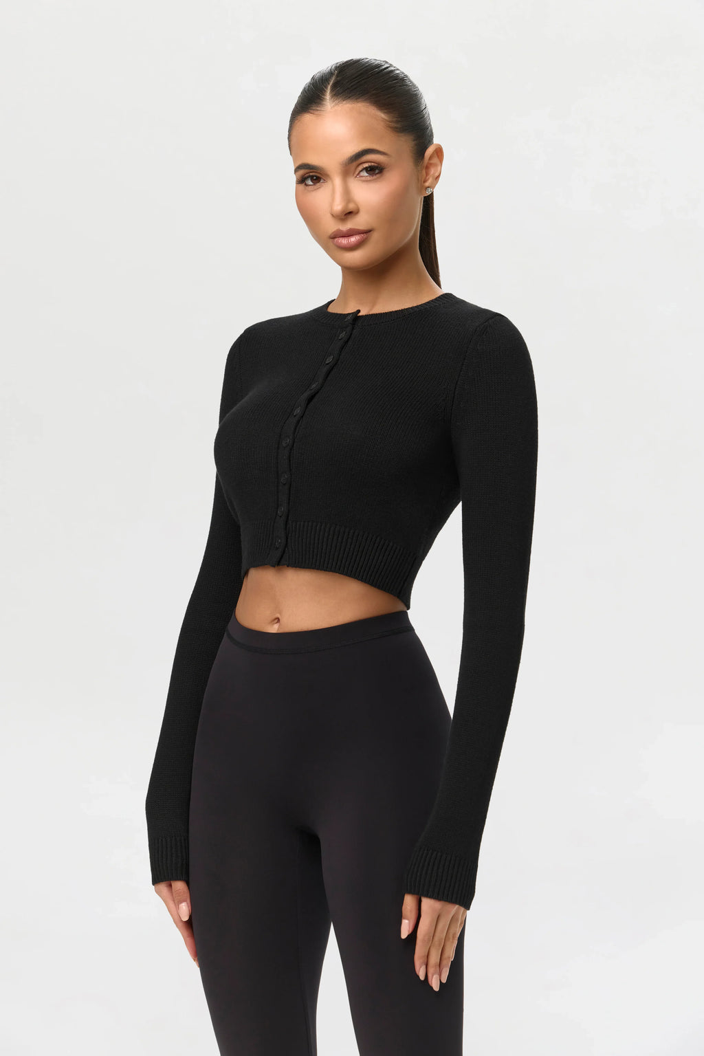 Knit Cropped Cardigan Top