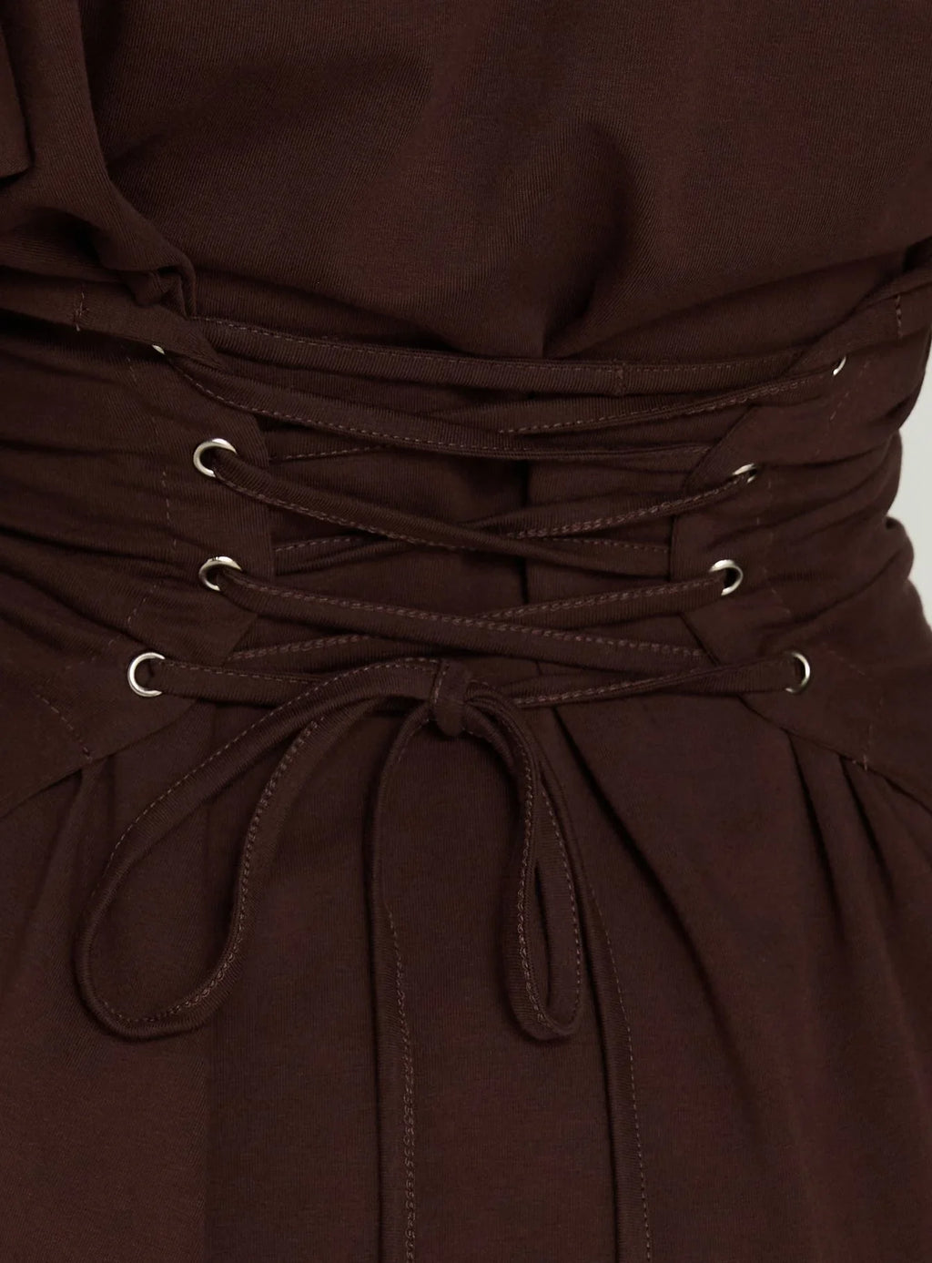 Enzia Raglan Lace Up Mini Dress Brown
