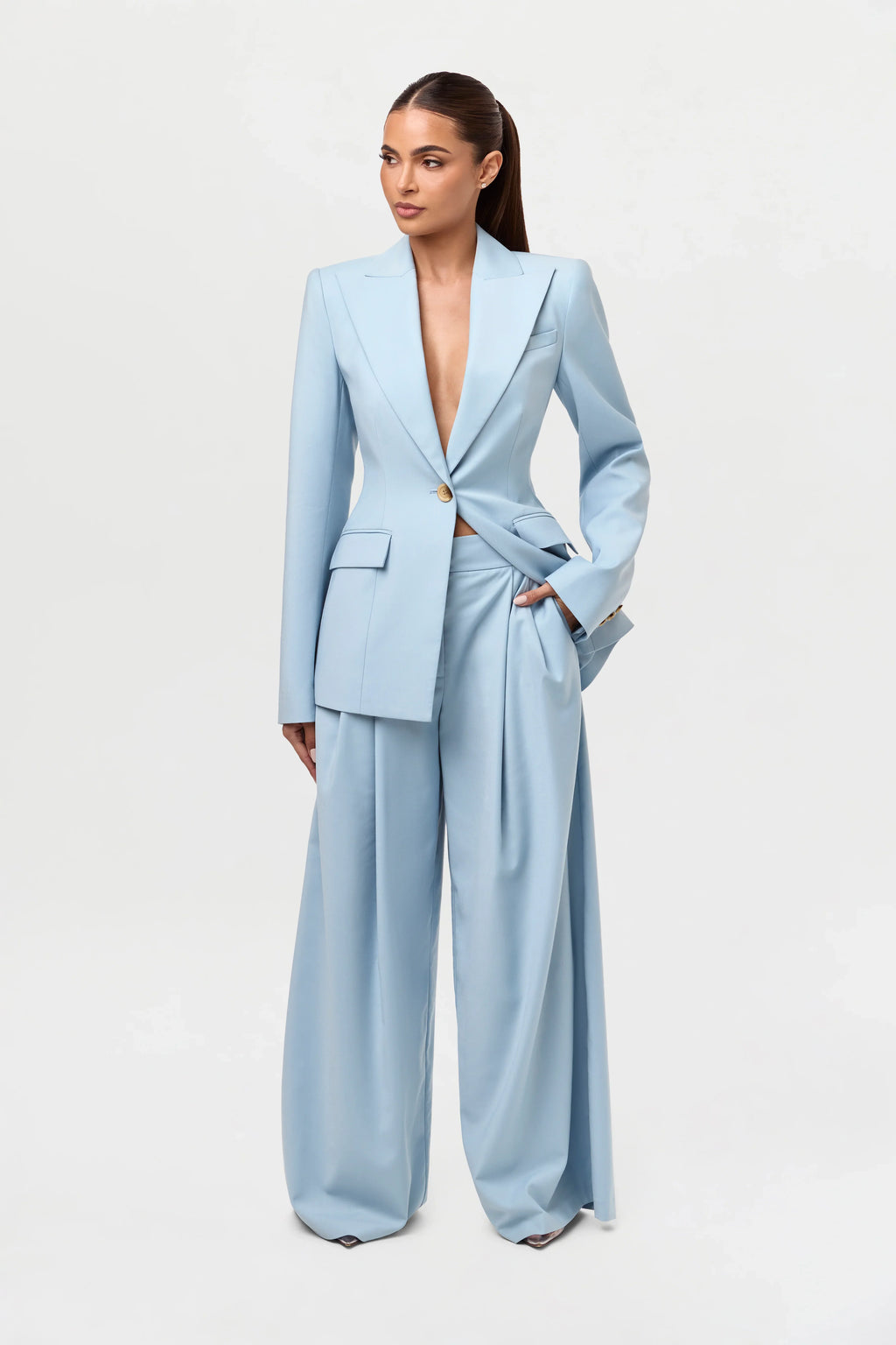 Suiting Pleated Wide-Leg Pant