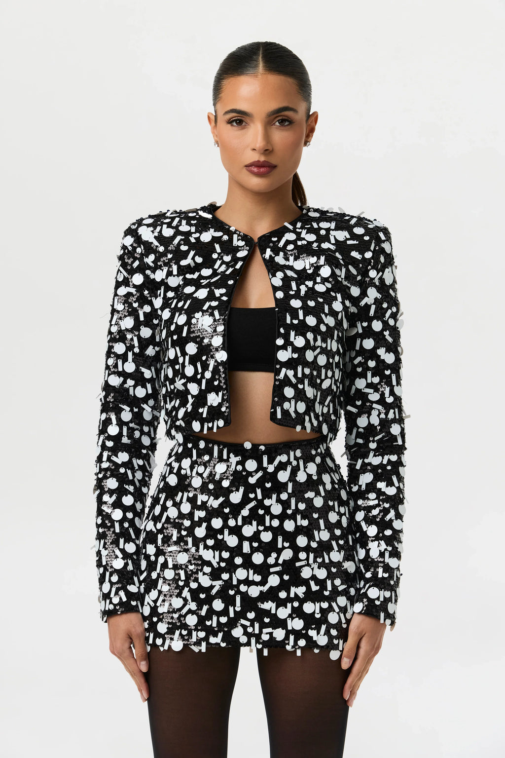 Geometric Sequin Mini Skirt