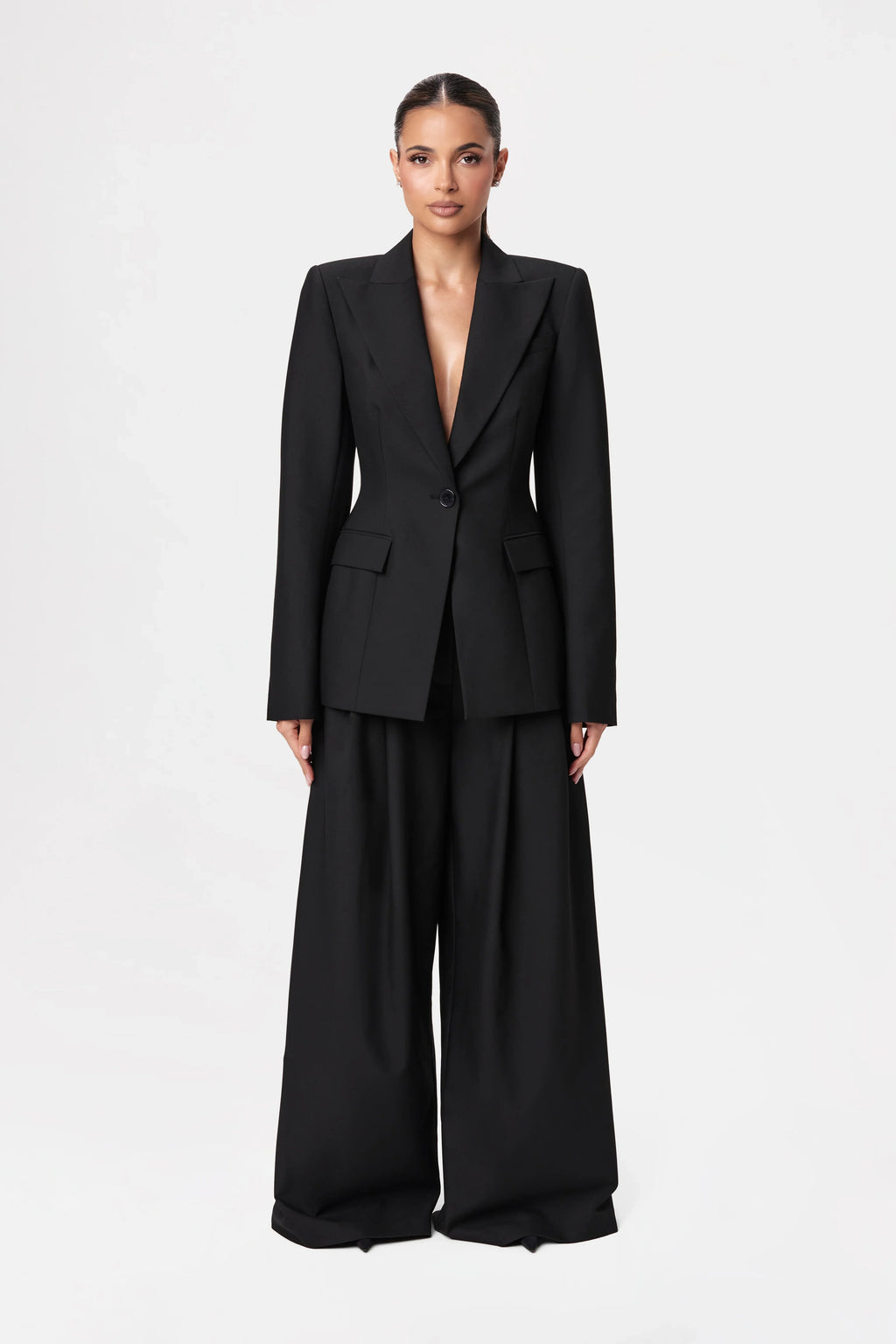Suiting Pleated Wide-Leg Pant