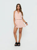 Joelie Halter Draped Mini Dress Pink / Grey Stripe