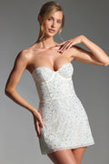 Embellished Corset Mini Dress in White