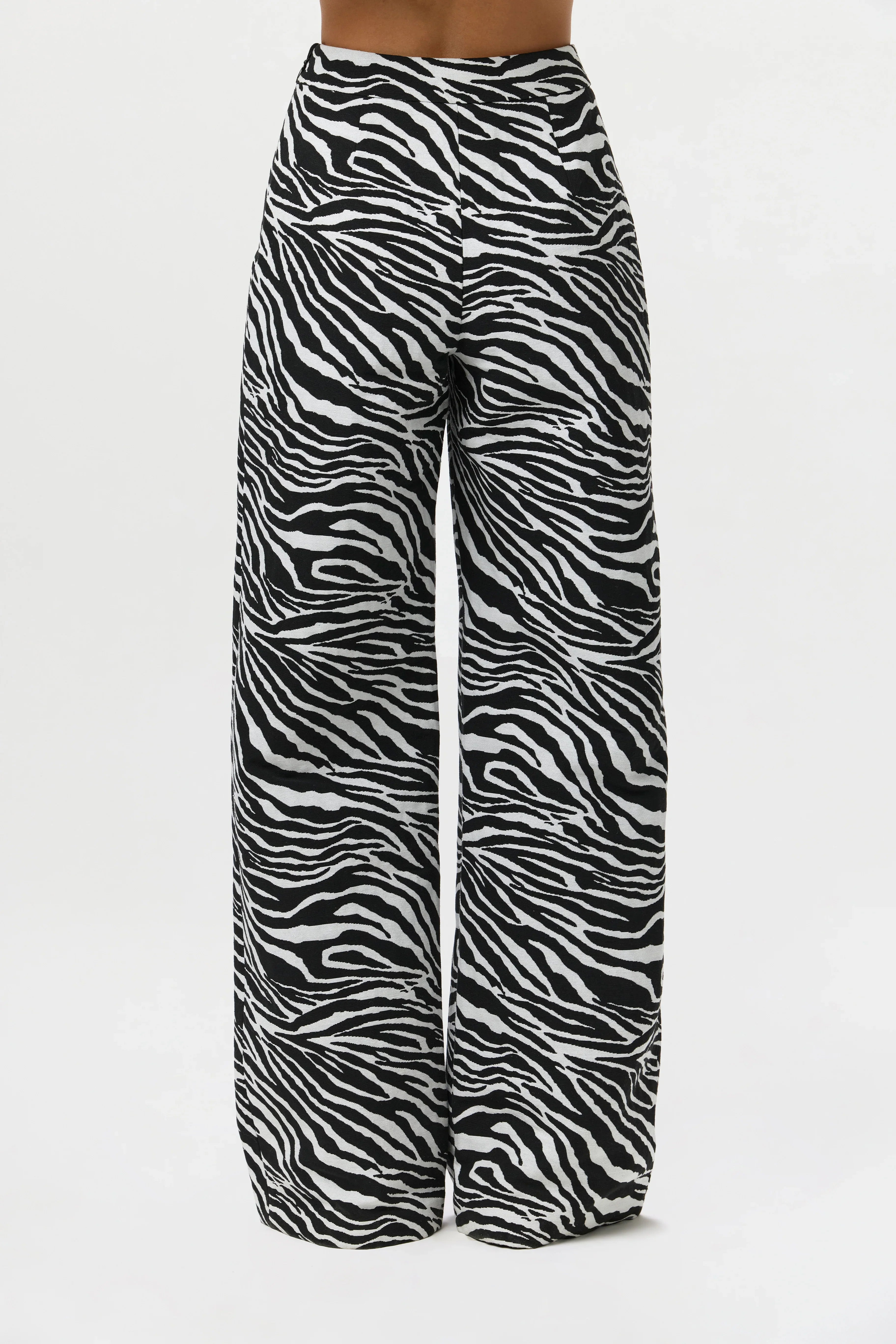 Suiting Zebra Jacquard Wide-Leg Pant