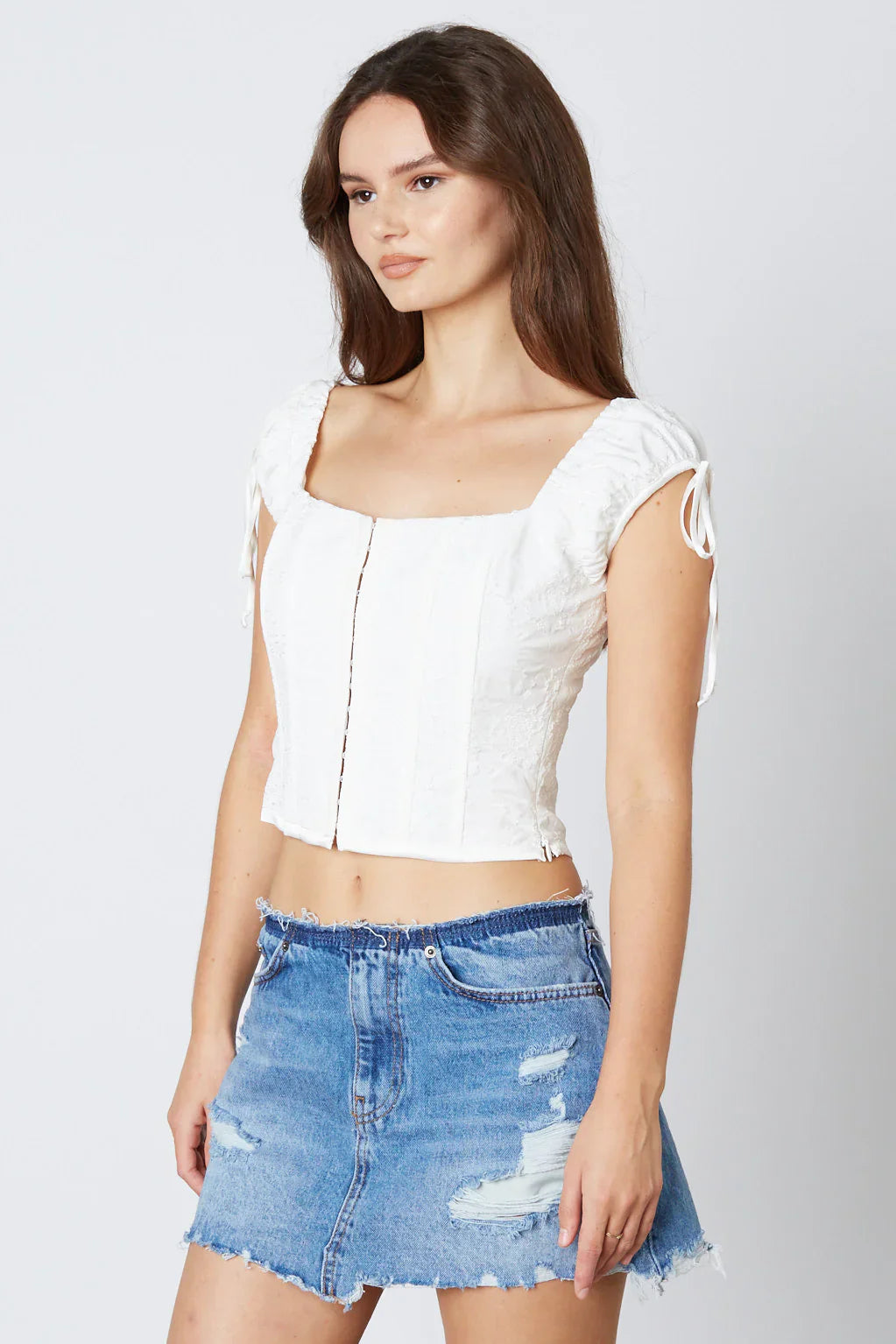 Jacquard Cap Sleeve Corset