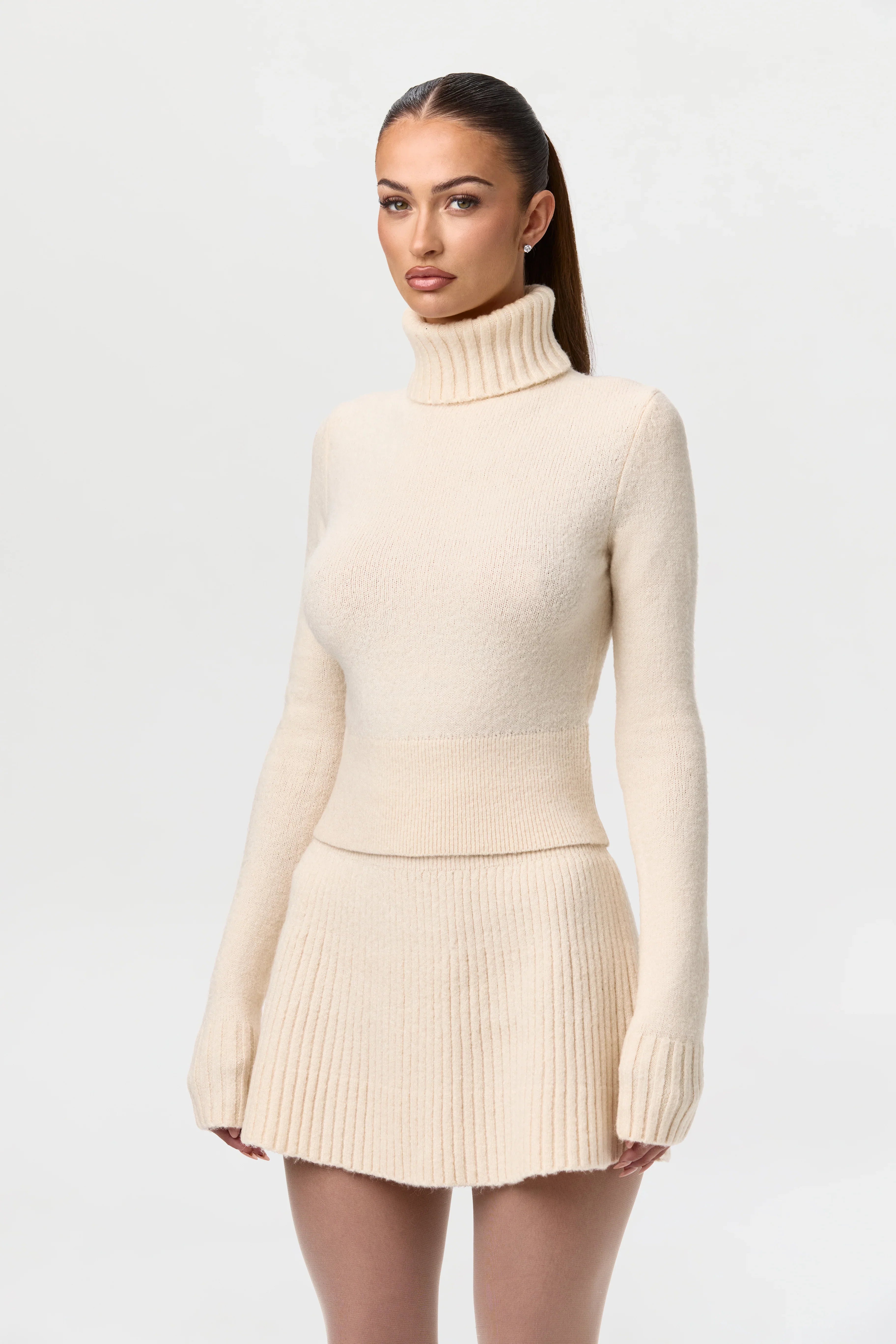 Knit Ribbed A-Line Mini Skirt
