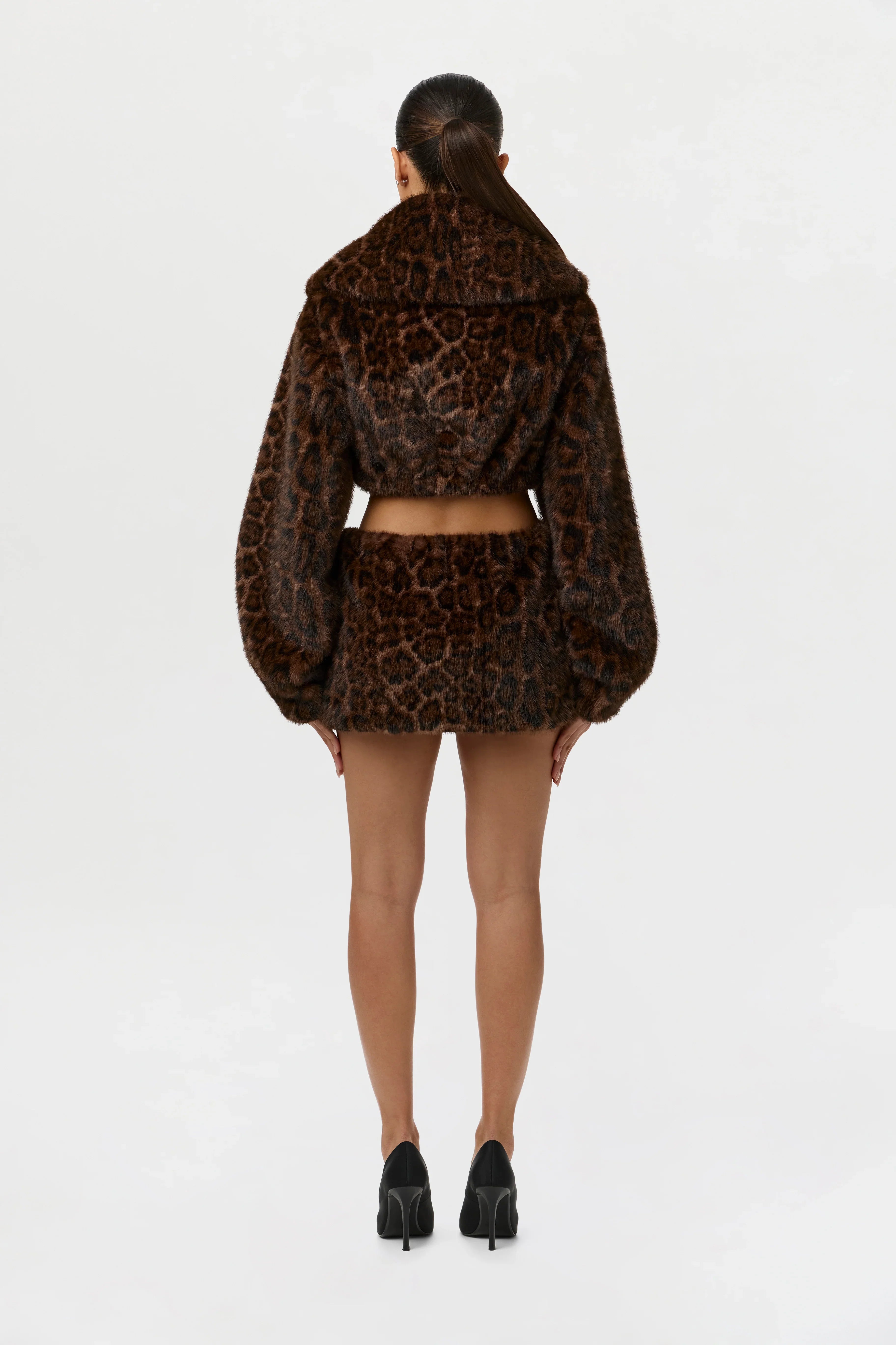 Faux Fur Leopard Mini Skirt