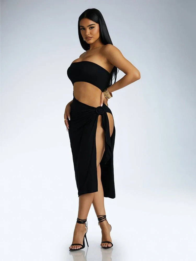 Smooth Bandeau Midi Dress