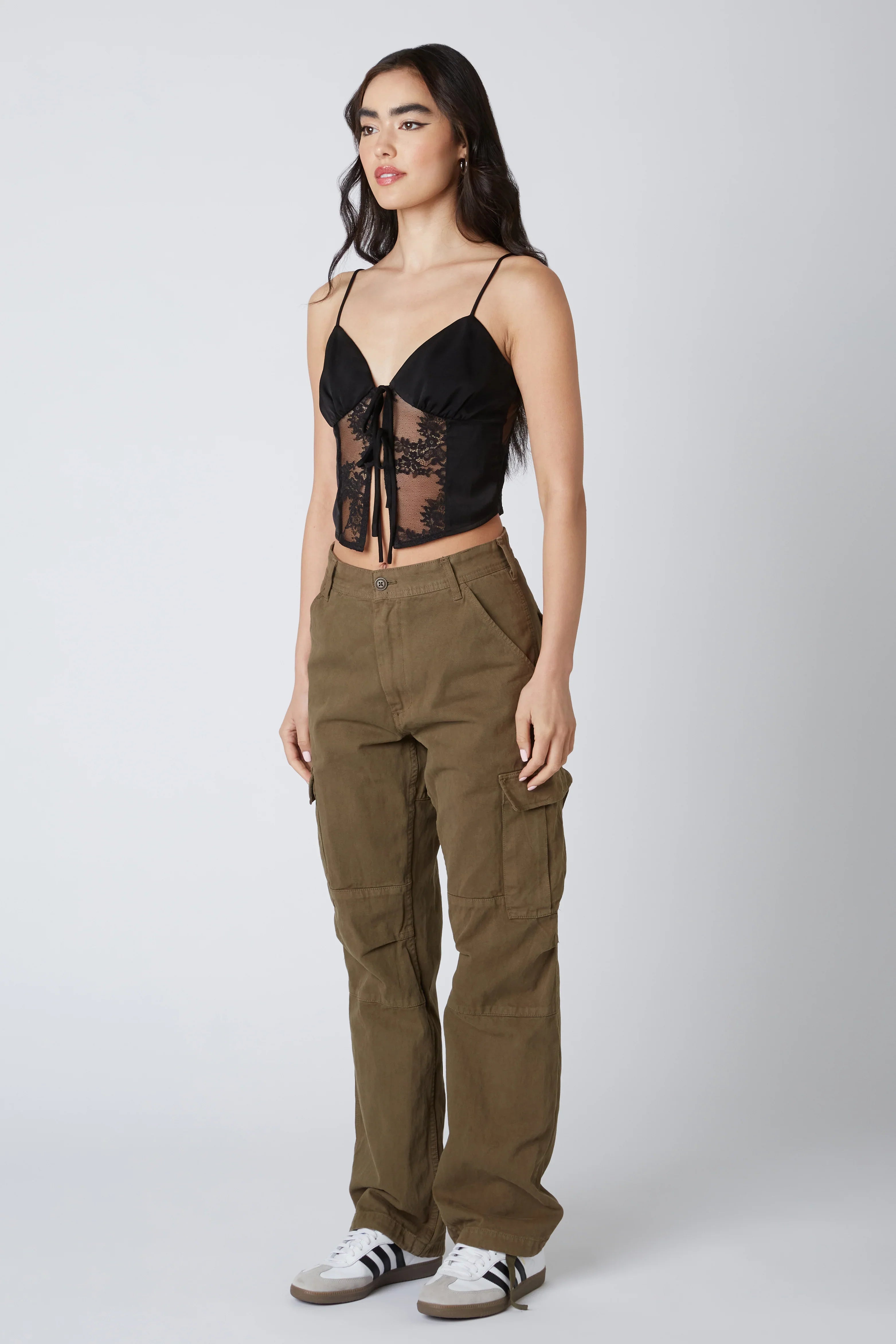 Lace Panel Satin Top