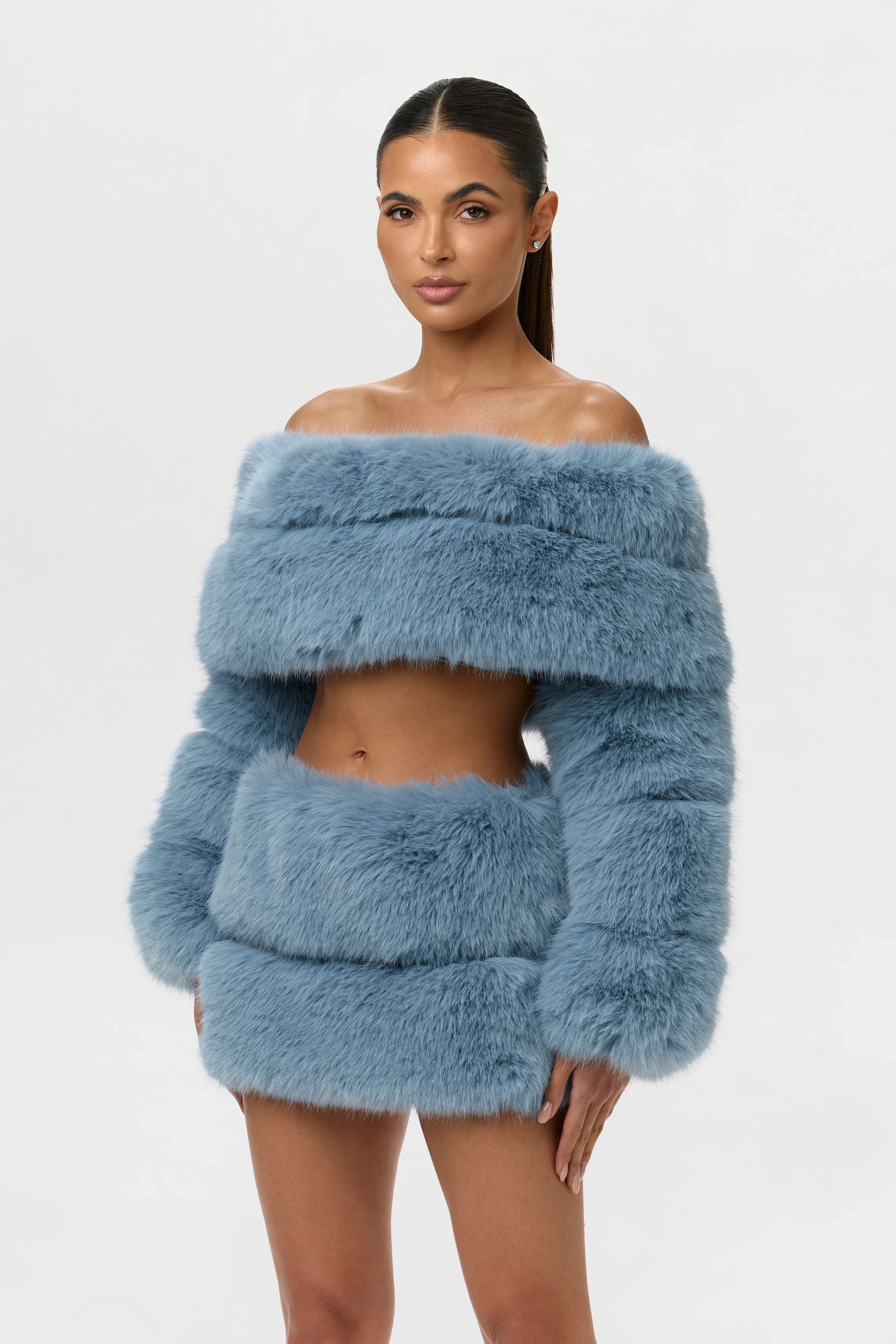 Faux Fur Off-Shoulder Pelted Top