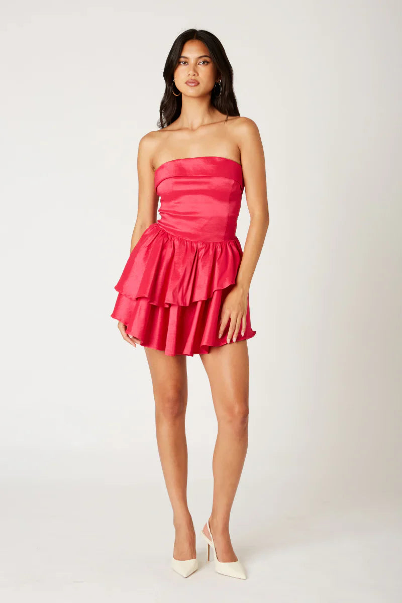 Taffeta Mini Flounce Dress