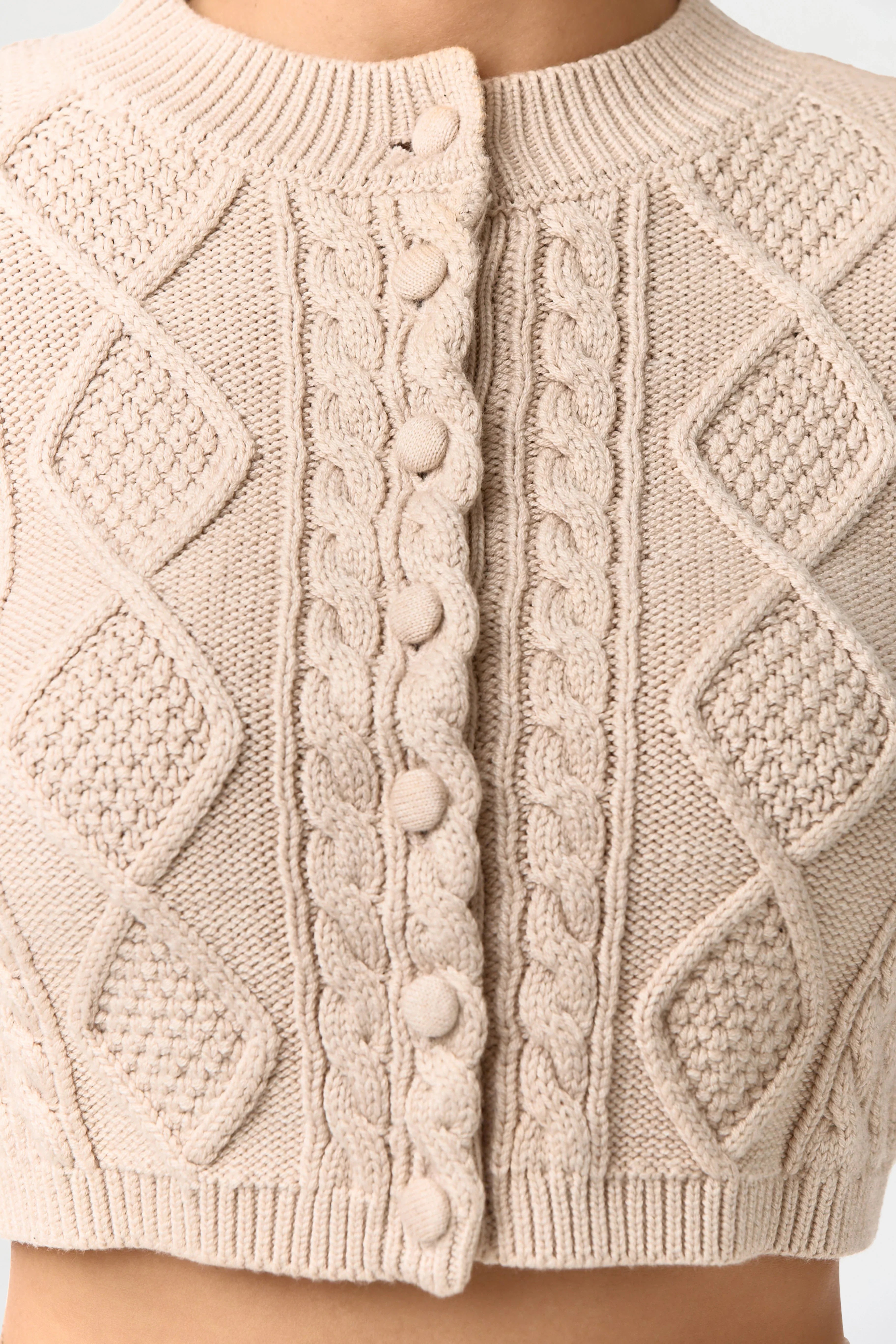 Cable Knit Cropped Cardigan