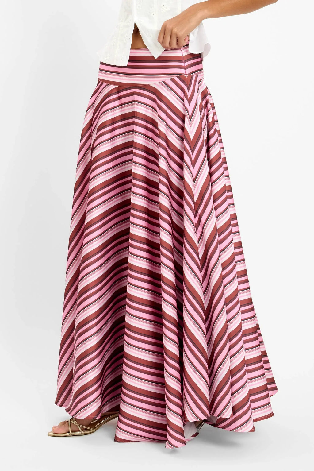 Basque Full Skirt | Magenta Stripe
