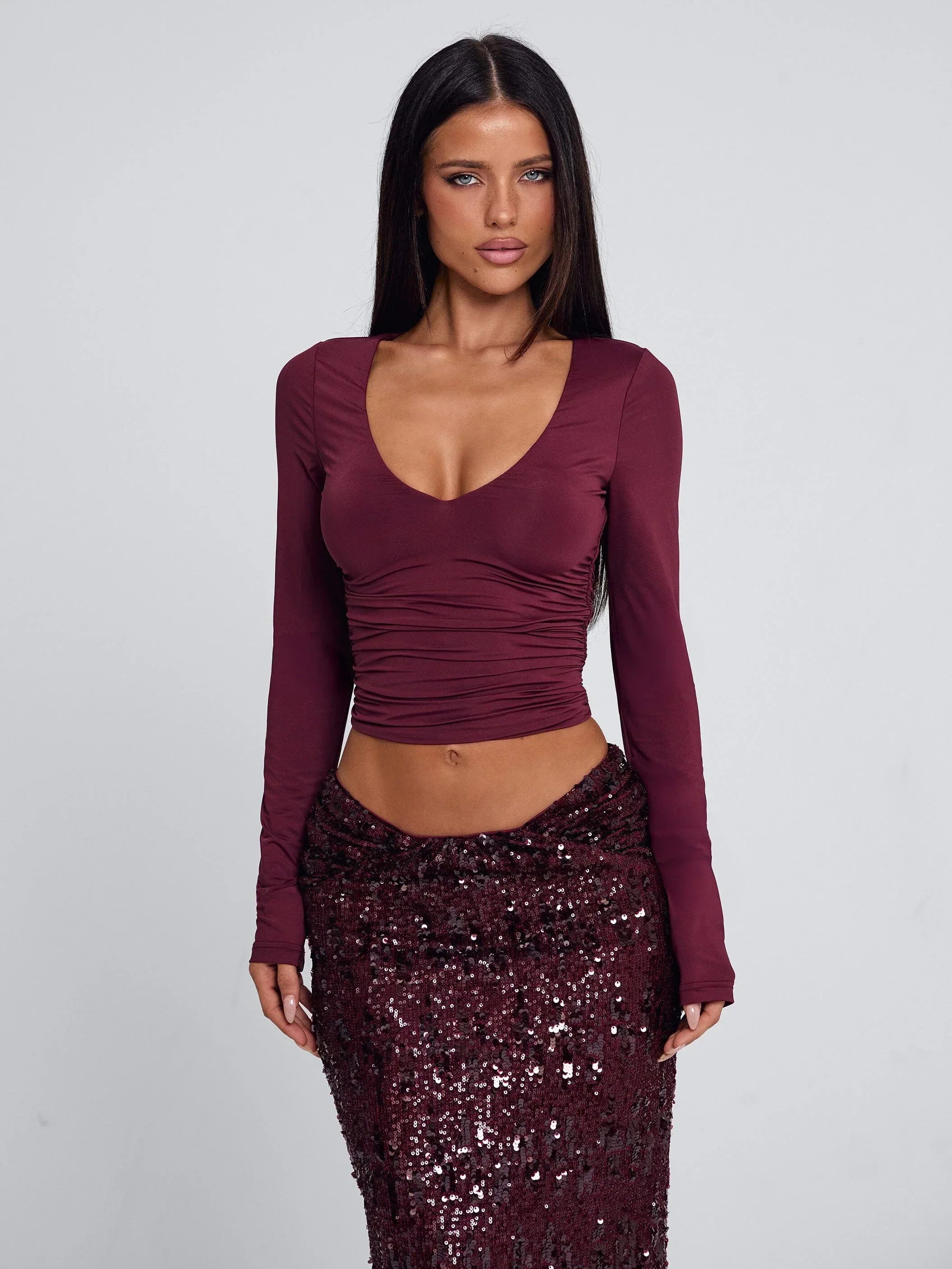 CAMHILLA TOP BURGUNDY