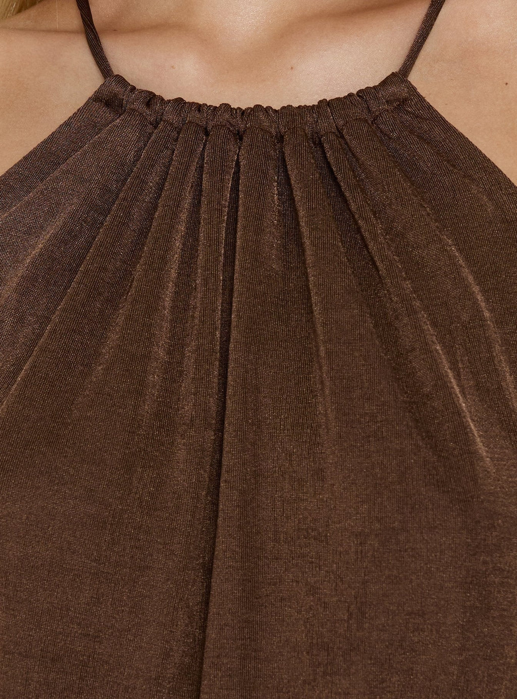 Somilla Ruched Halter Mini Dress Chocolate