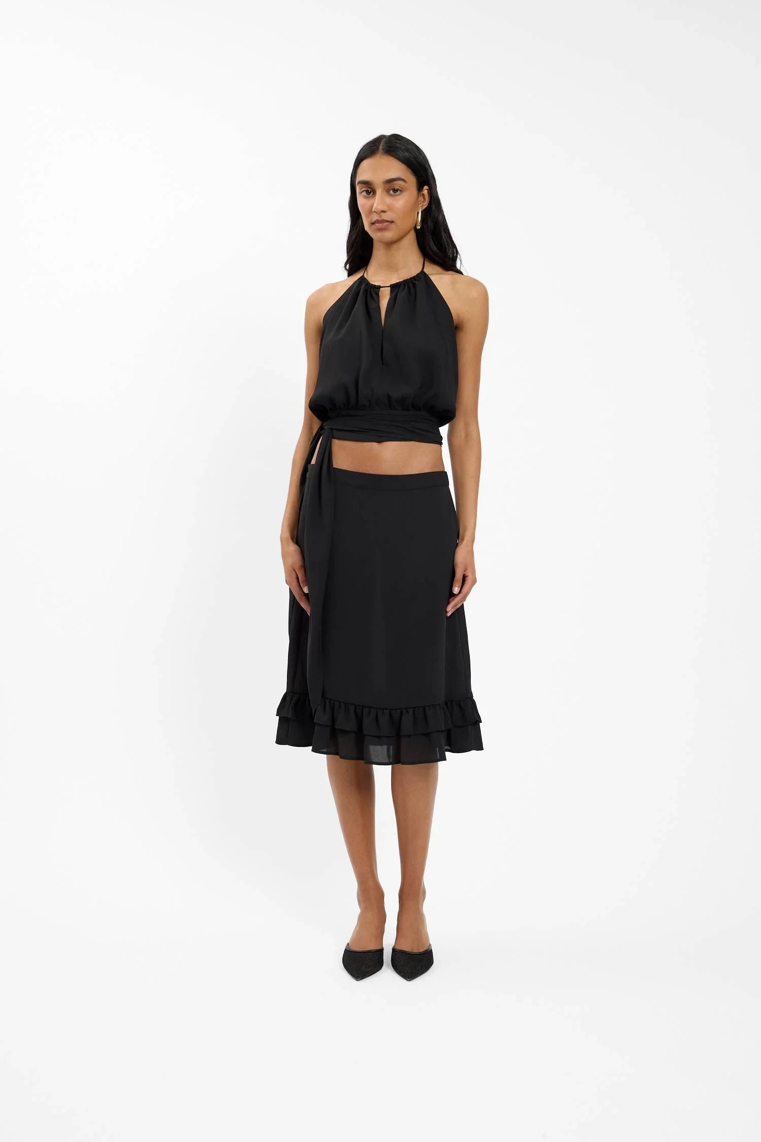 Draped Halter Top | Black