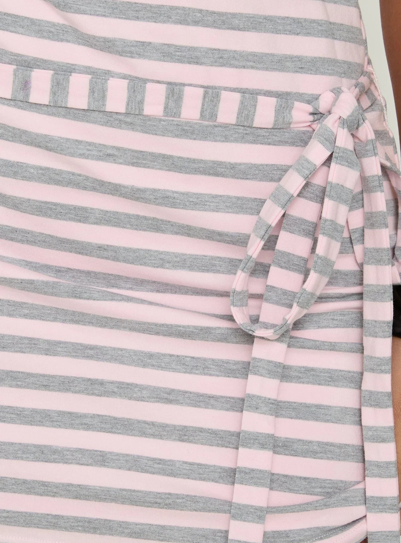 Favourite Daughter Tie Detail Mini Dress Pink / Grey Stripe