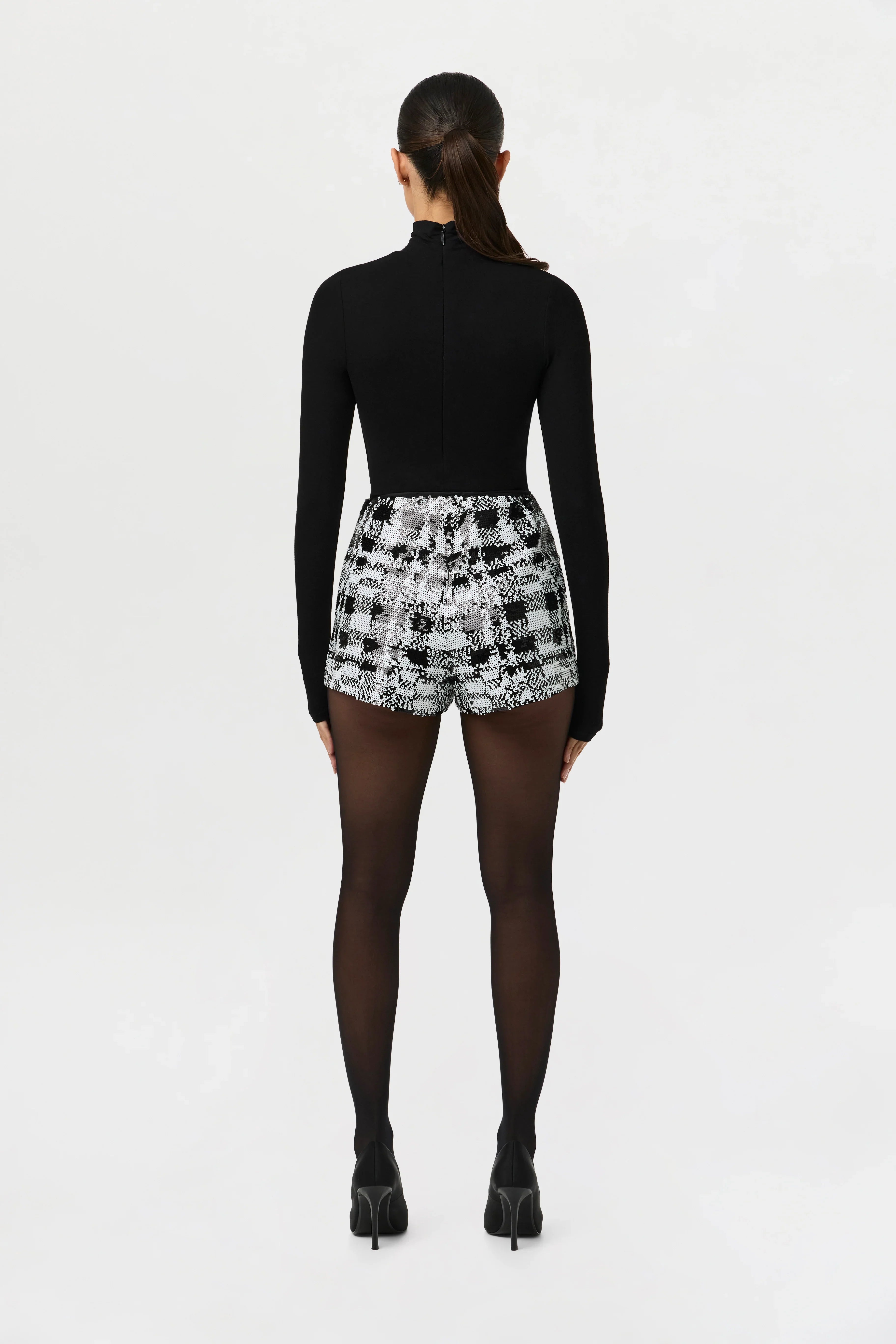 Sequin Plaid Hot Pants