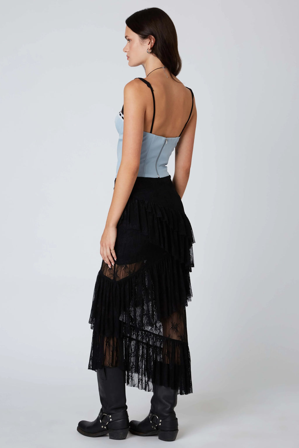Lace Midi Tiered Skirt