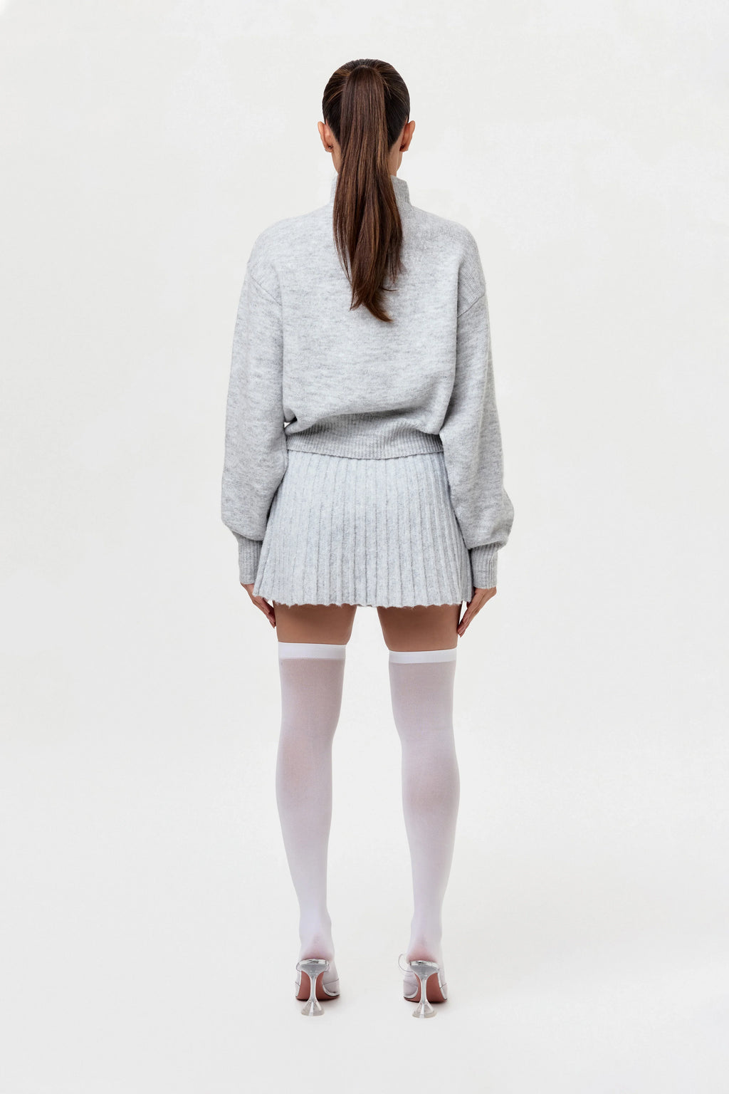 Pleated Knit Sweater Mini Skirt