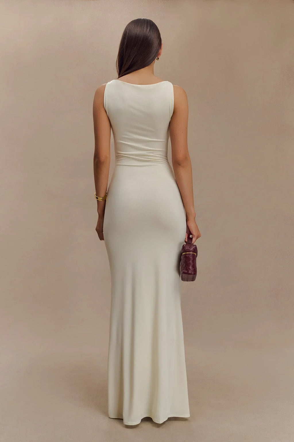 Tarna Sleeveless Slinky Maxi Dress - Bone